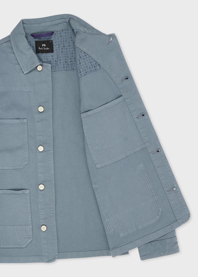 Powder Blue Garment-Dyed Denim Work Jacket 4