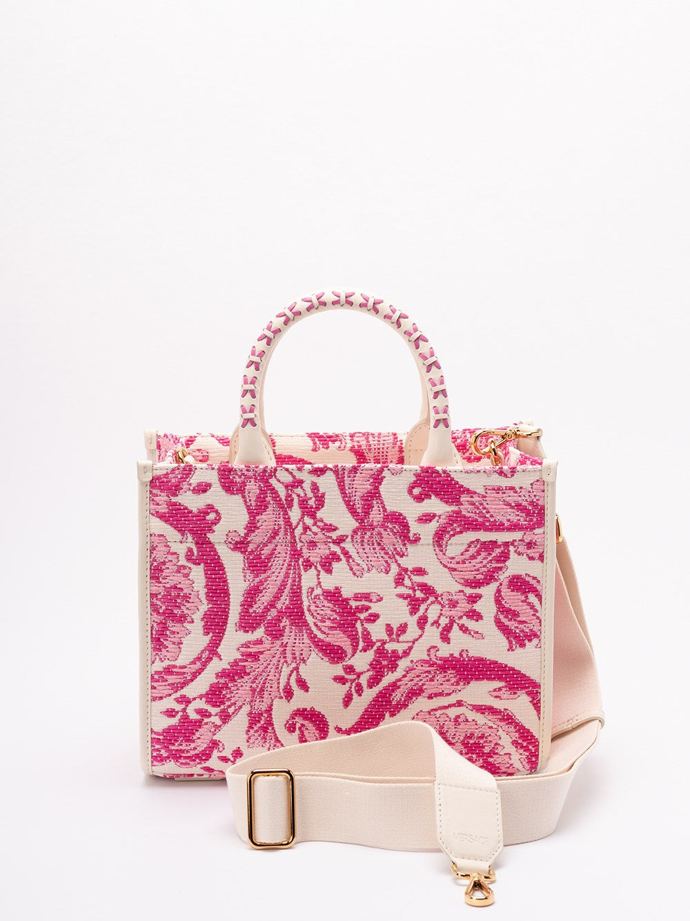 Versace Women Small Tote Rafia `Barocco` And Calf Leather - 2