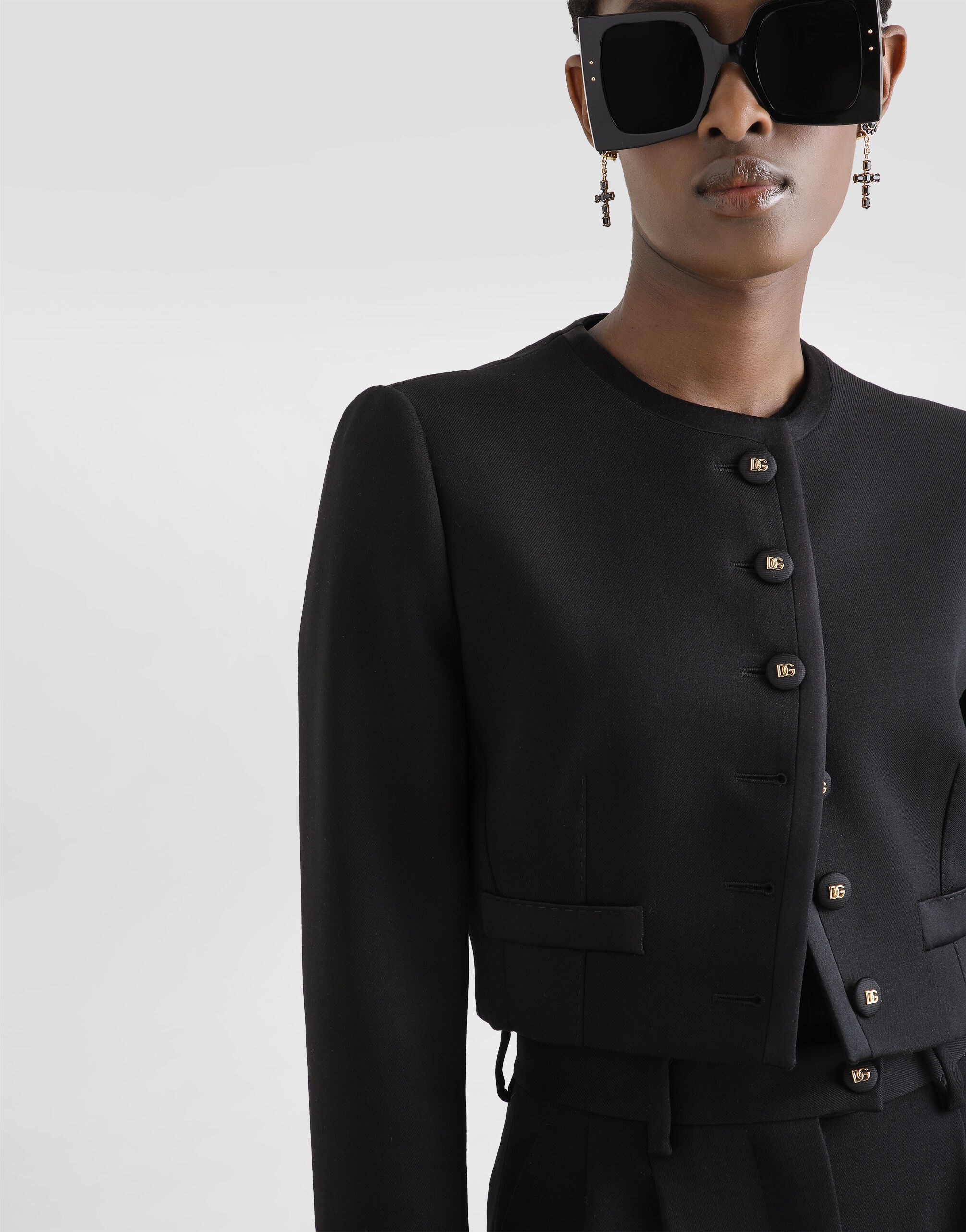 Cropped single-breasted wool jacket - 5