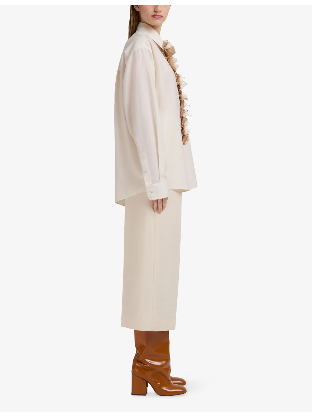 Ruffle-Panel Long-Sleeved Cotton-Blend Blouse - 2