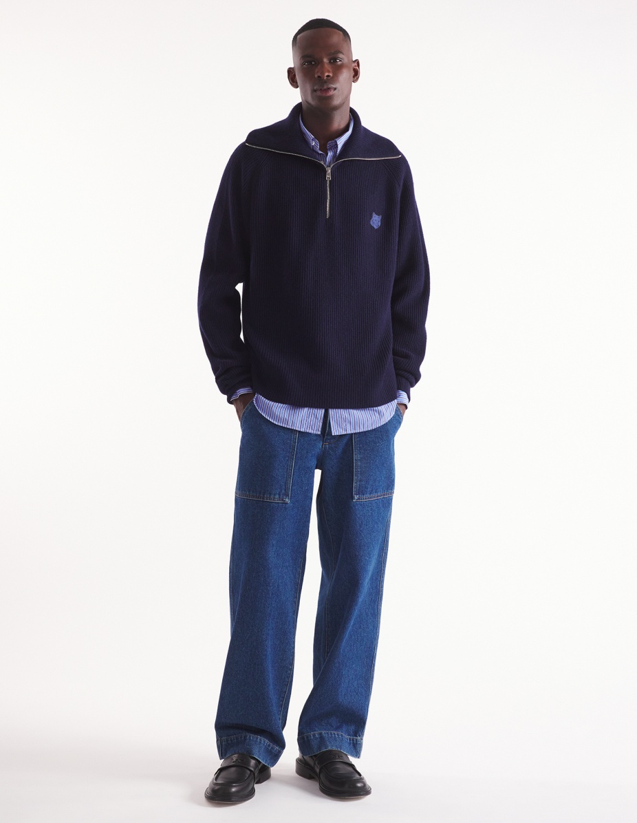 BOLD FOX HEAD PATCH HALF ZIP RIBBED JUMPER - 2