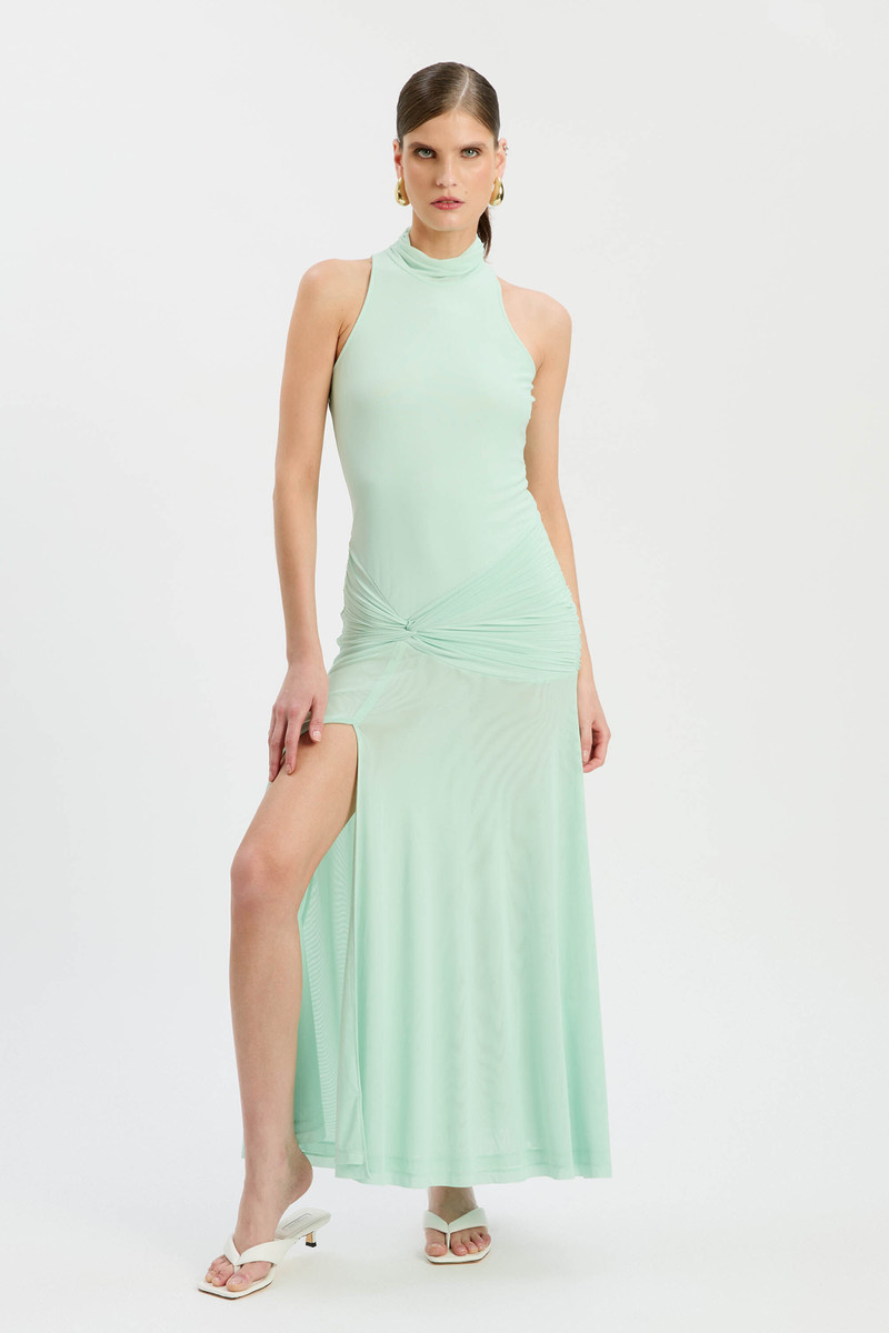 BARDOT Leanna Mesh Midi Dress In Peppermint outlook