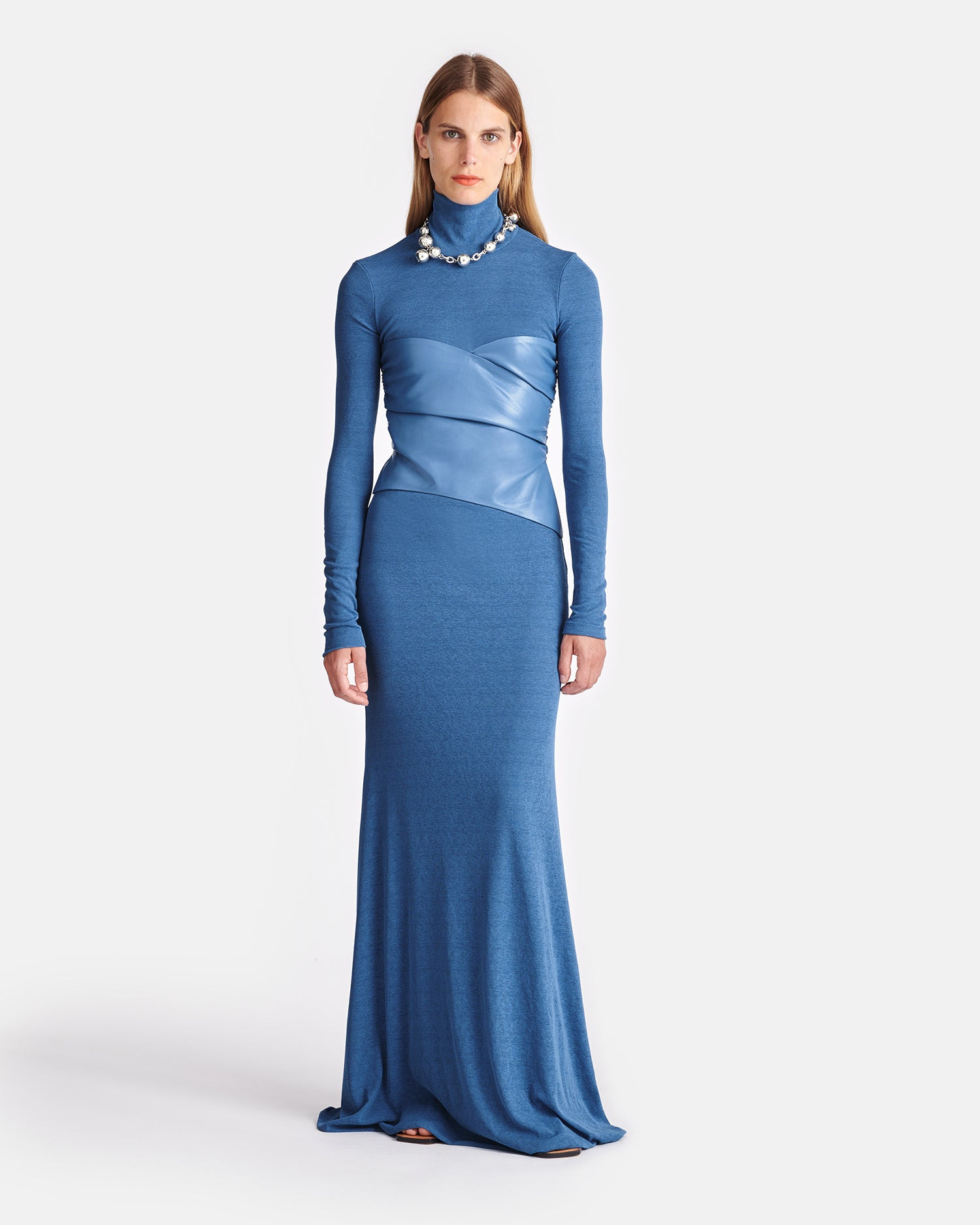 Mesh Jersey And Okobor™ Alt-Leather Maxi Dress - 4