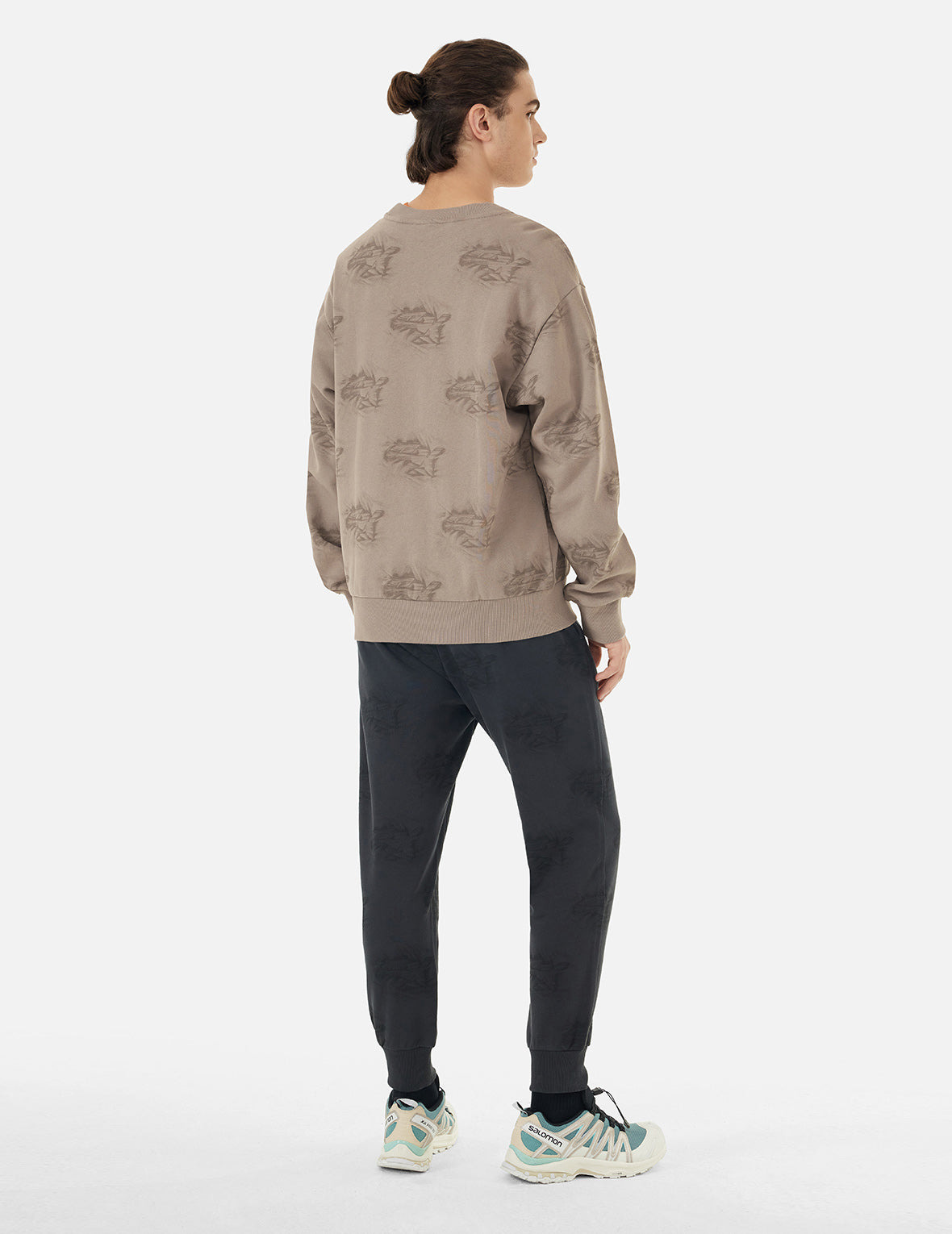 Allover Crinkle Logo Print Regular Fit Sweatshirt - 4