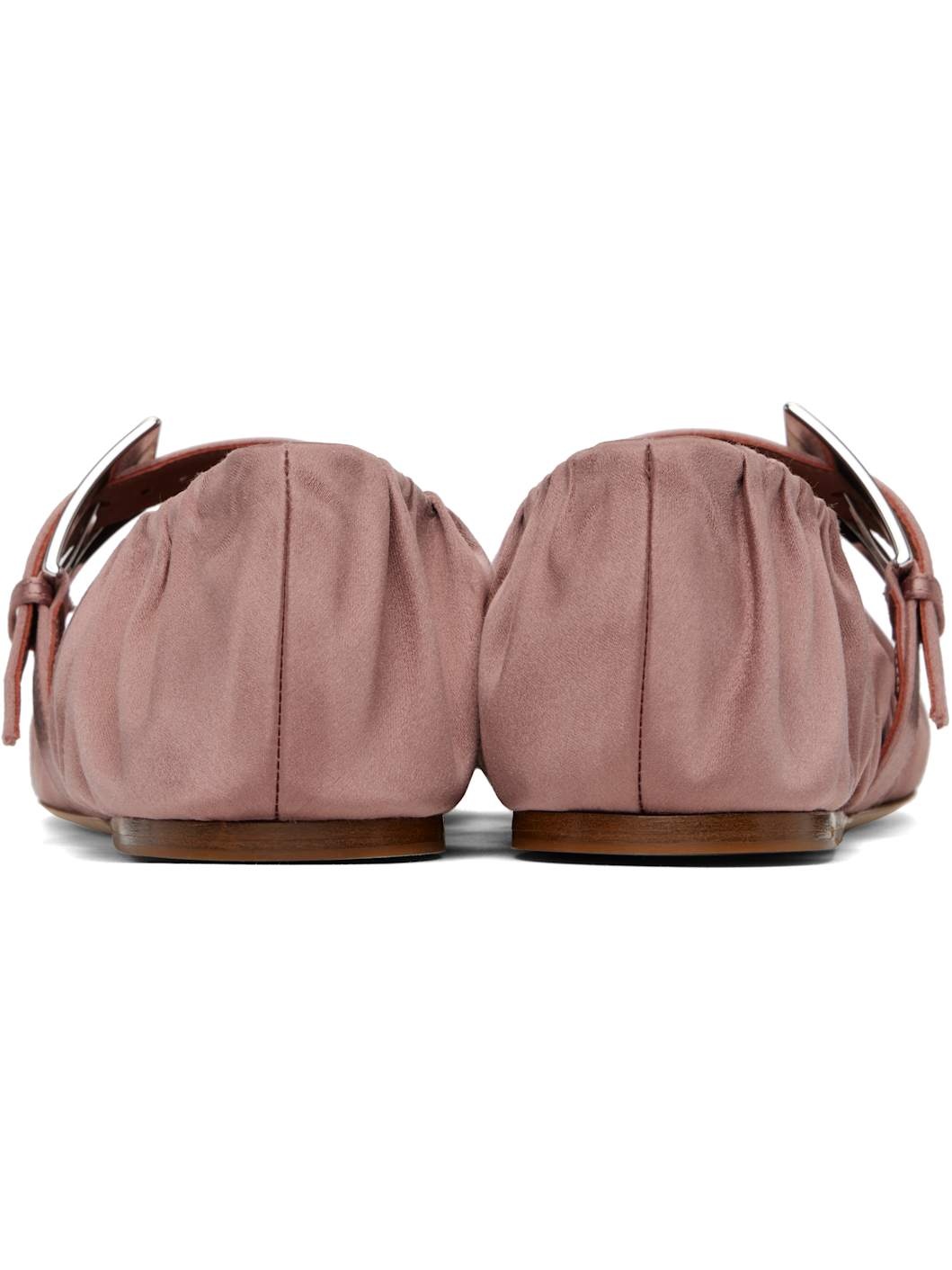 Pink Sveva Plisse Buckle Ballerina Flats - 2