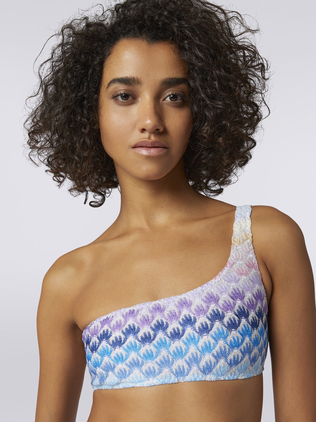 Dégradé lace-effect one-shoulder bikini with lurex - 5