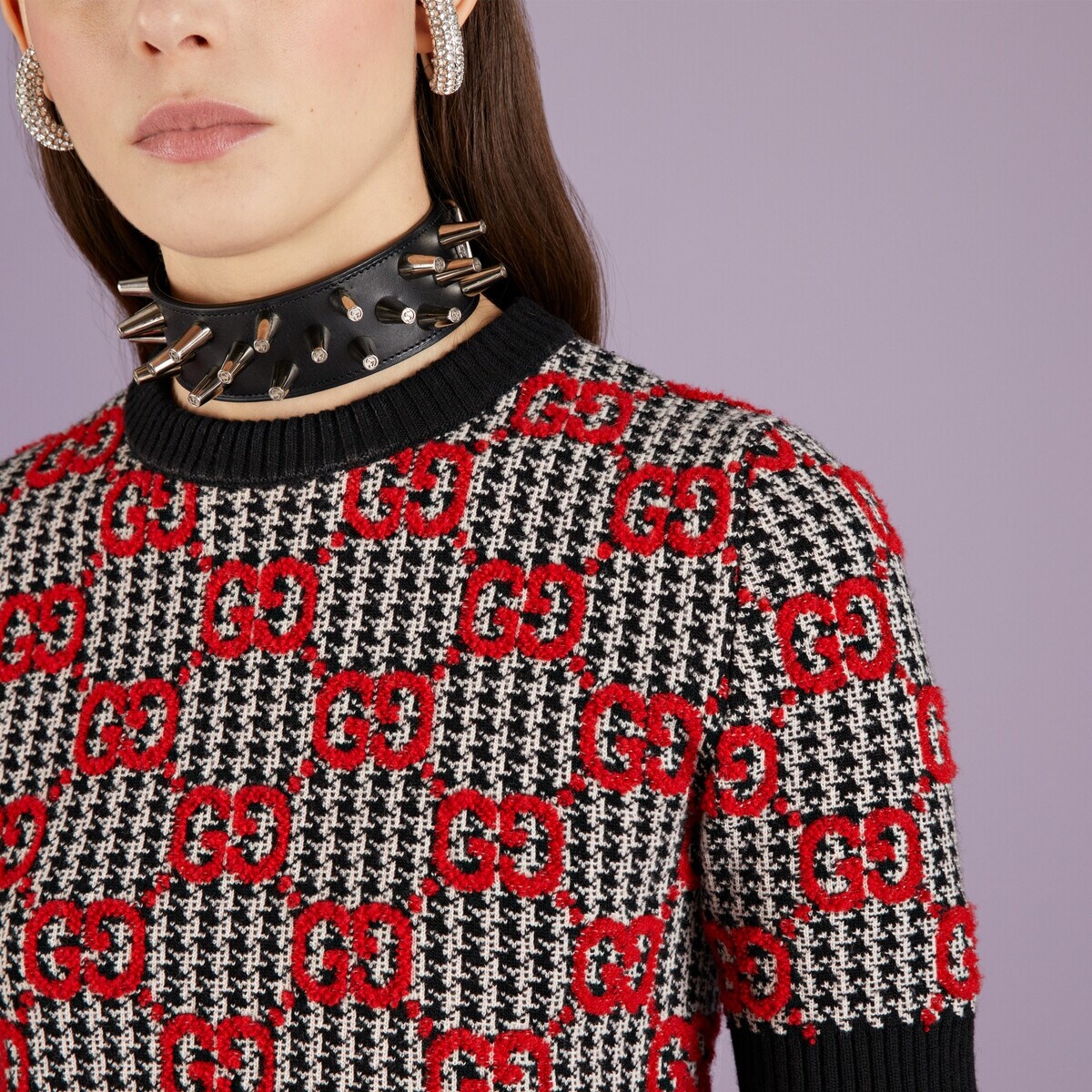 GG wool houndstooth top - 3
