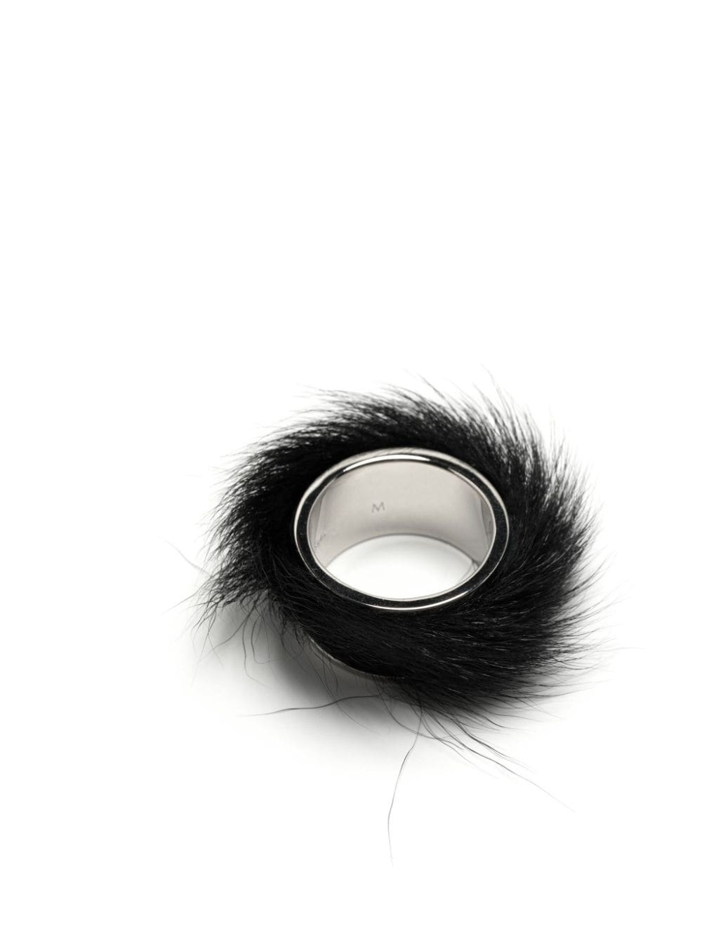 logo-engraved faux-fur ring - 3