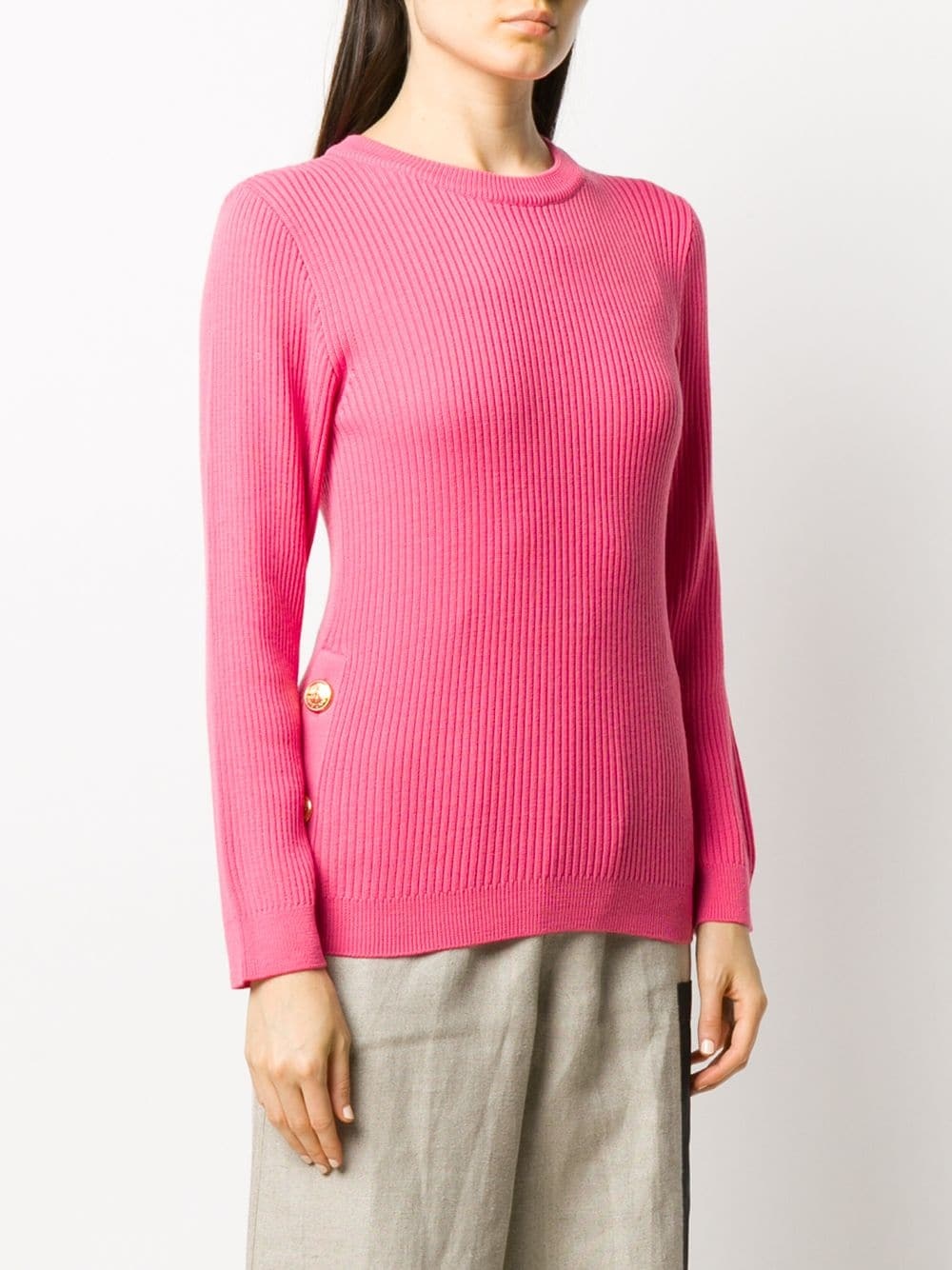 ribbed knit side-slit jumper - 3