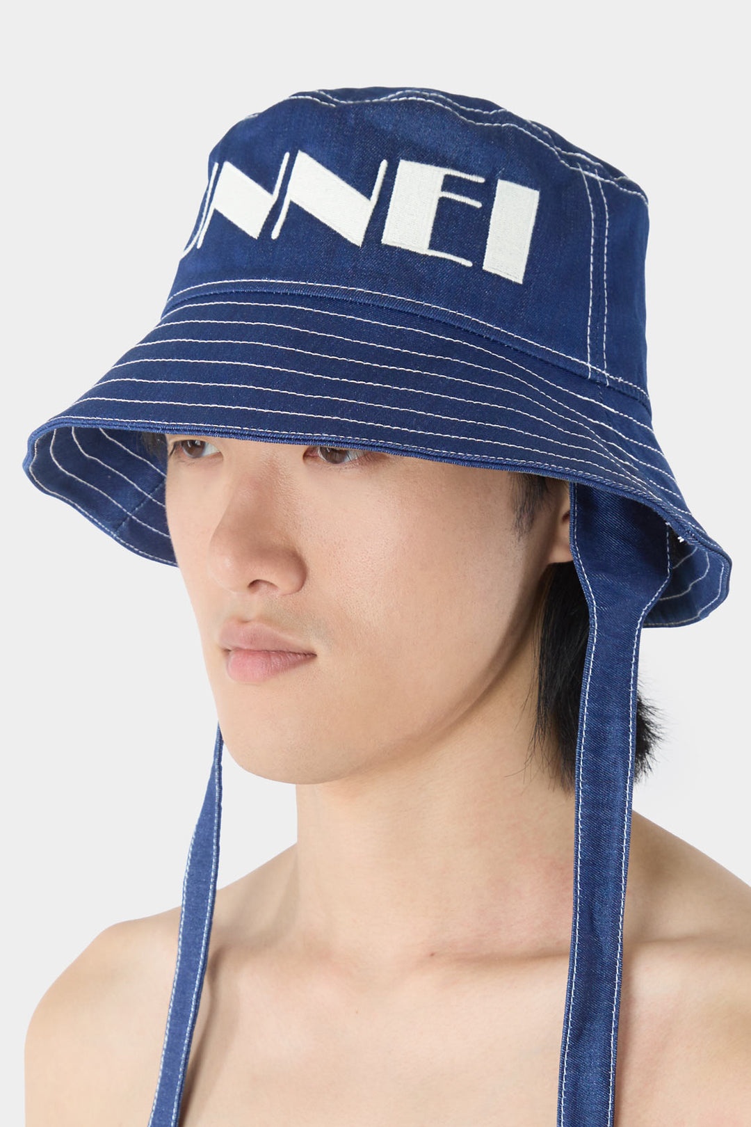LOGO STRING BUCKET HAT / blue - 2