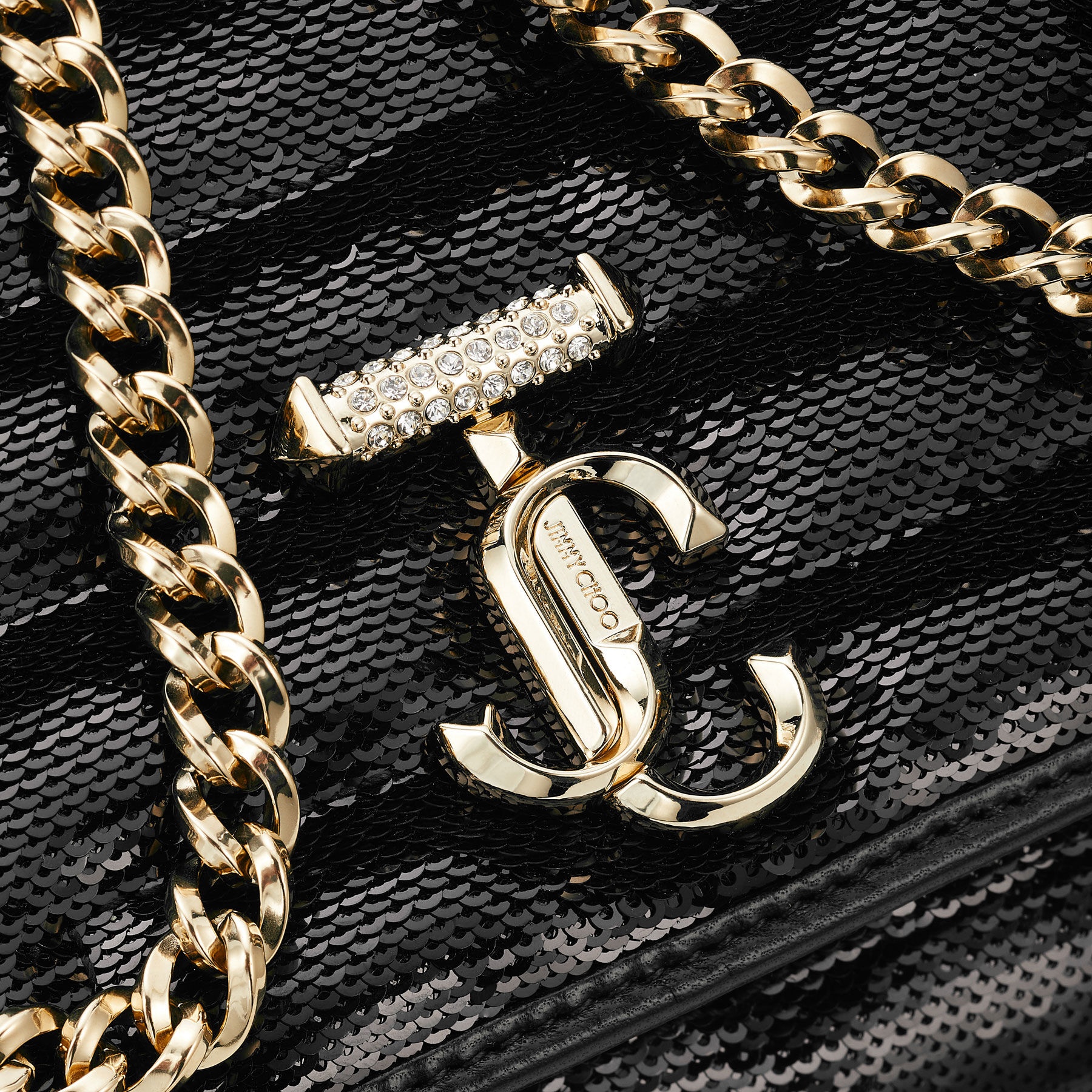 Avenue Clutch
Black Avenue Sequin Clutch Bag with Crystal Bar - 3