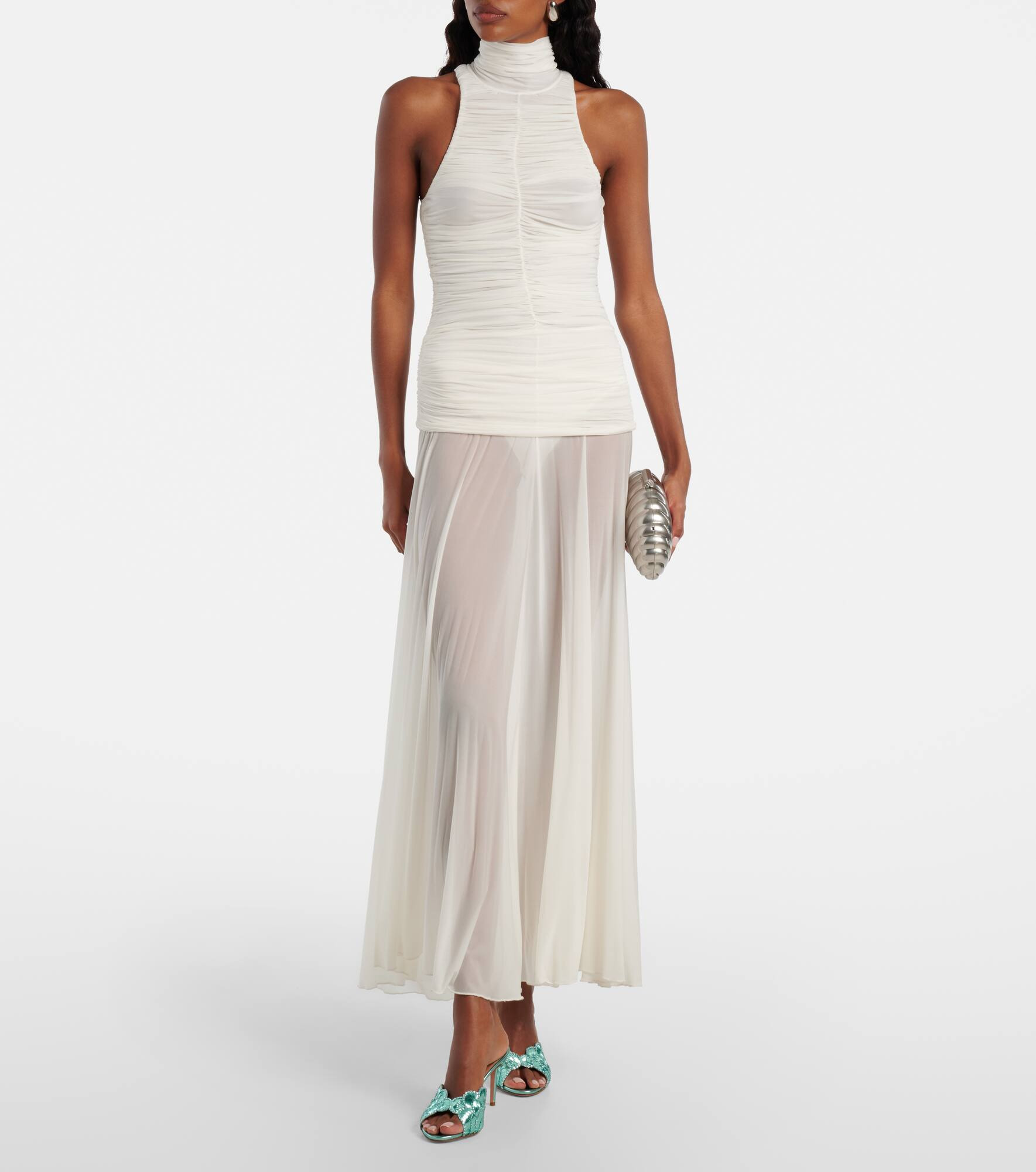 Ce Soir 75 sequined metallic leather mules - 3