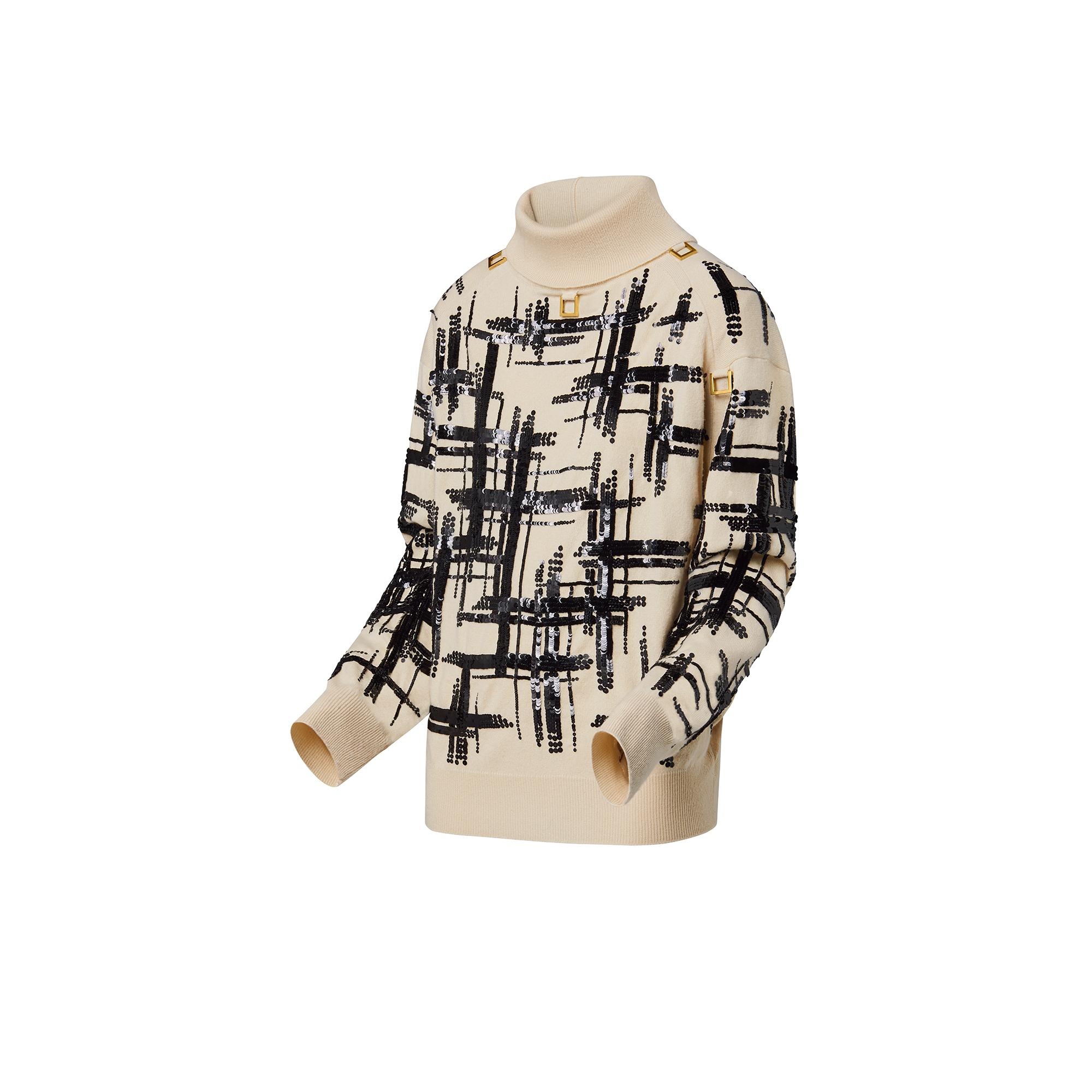 Graphic Sequin Turtleneck Sweater - 2