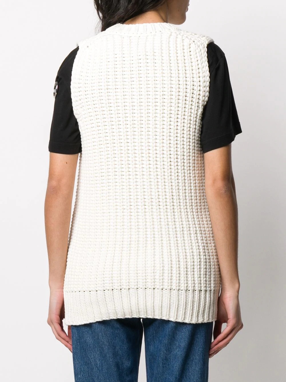 ribbed crew neck knitted vest - 4