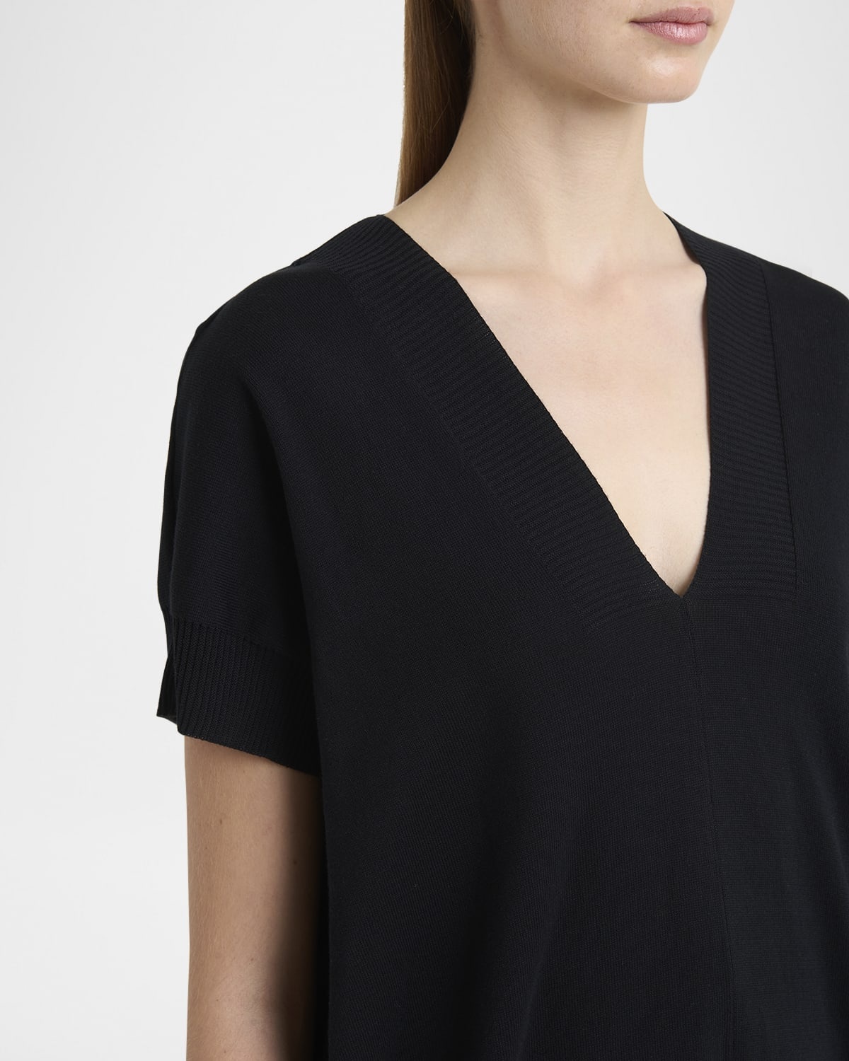 V-Neck Low-Back Knit Sweater - 5