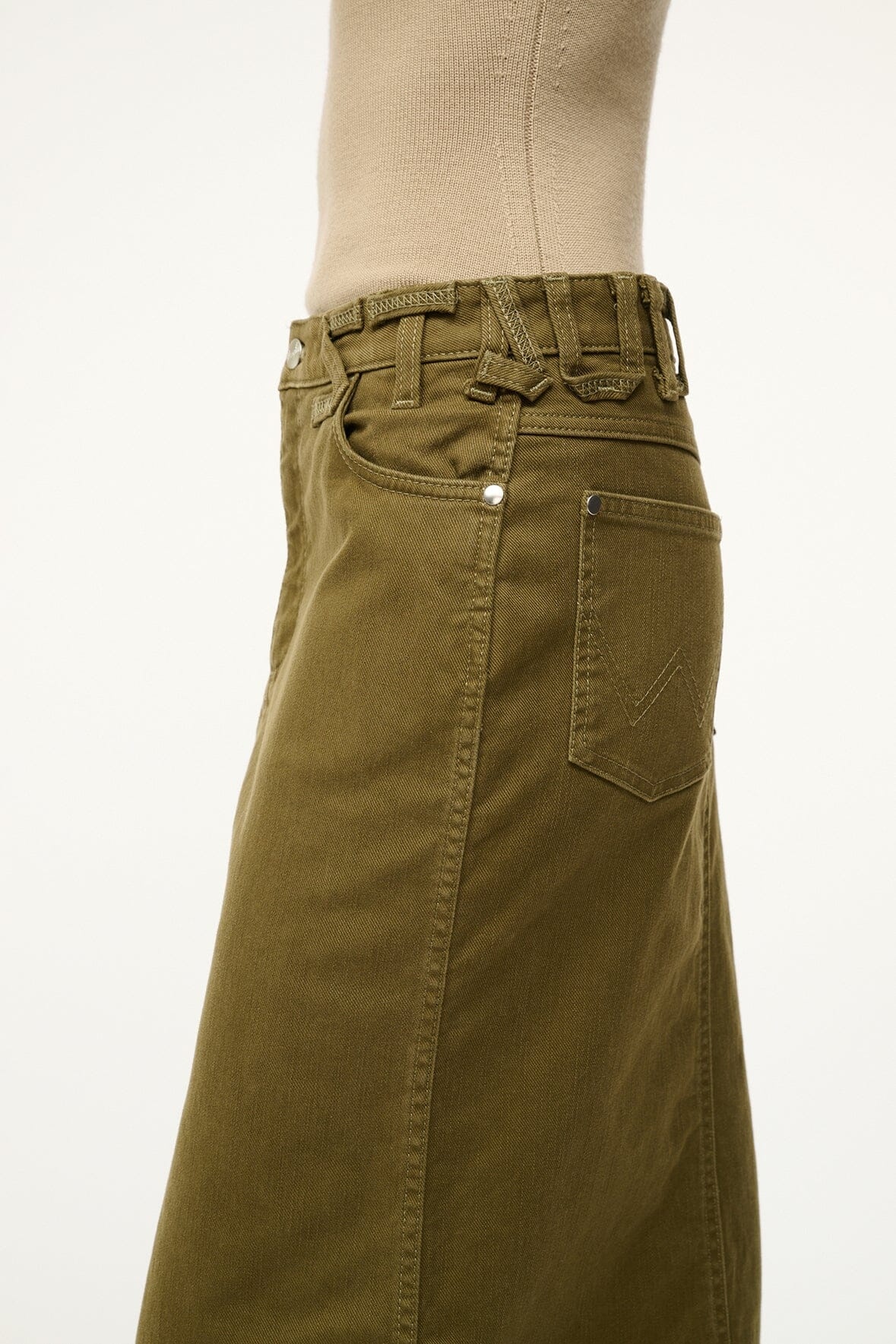 STAUD WRANGLER THE MAXI SKIRT SERGEANT GREEN - 5