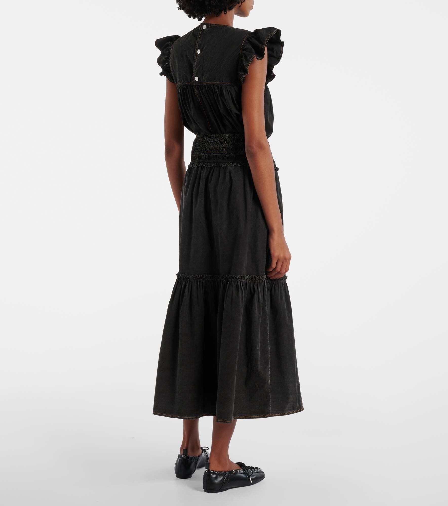 Smocked tiered cotton maxi skirt - 3