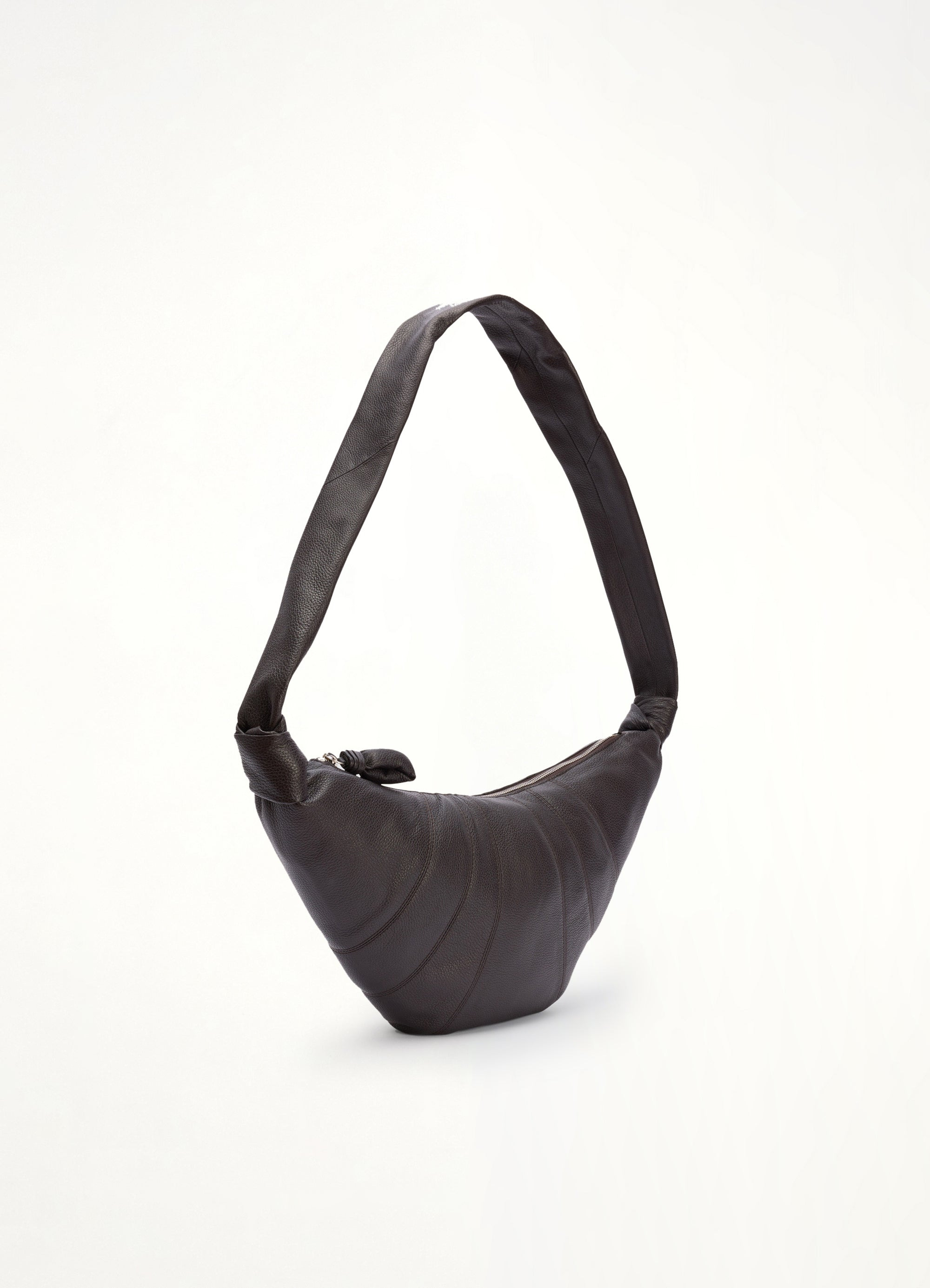 Cowhide Medium Croissant Bag in Dark Chocolate - 2