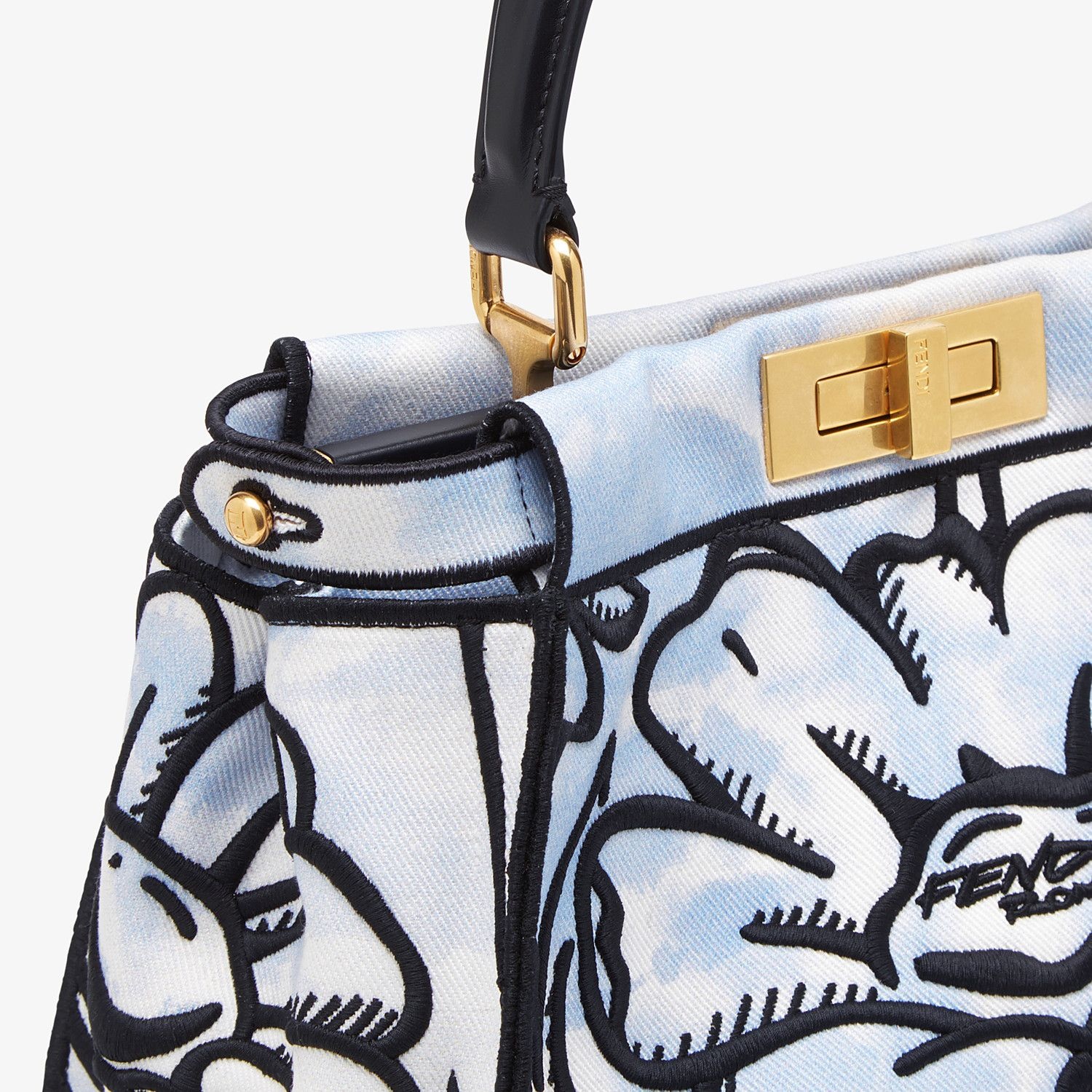 Light blue denim and floral embroidery bag - 6