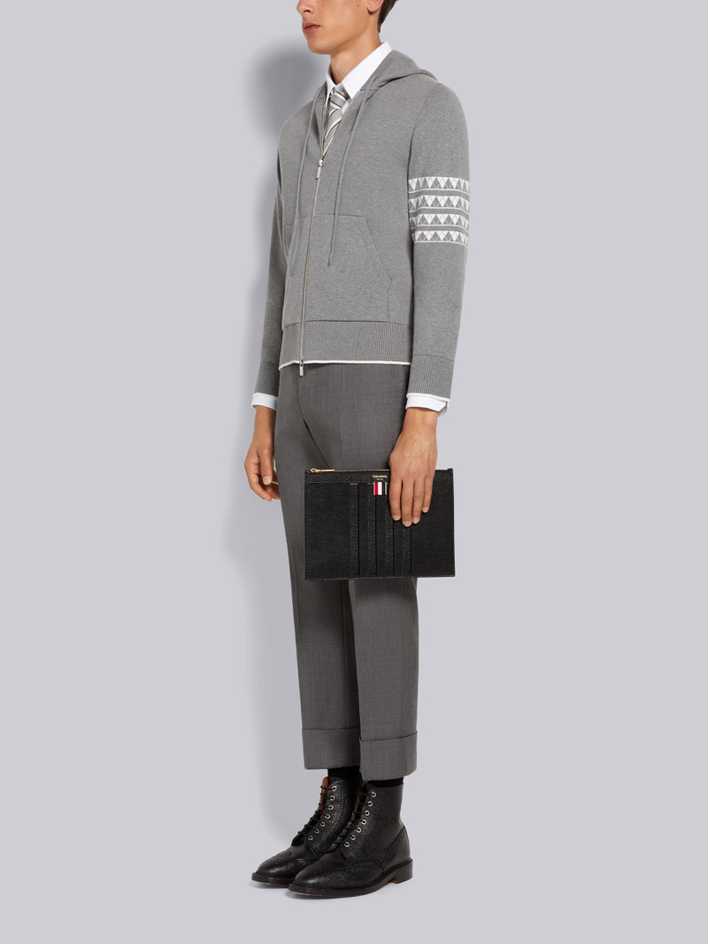 Black Pebble Grain Leather Debossed 4-Bar Small Document Holder 4