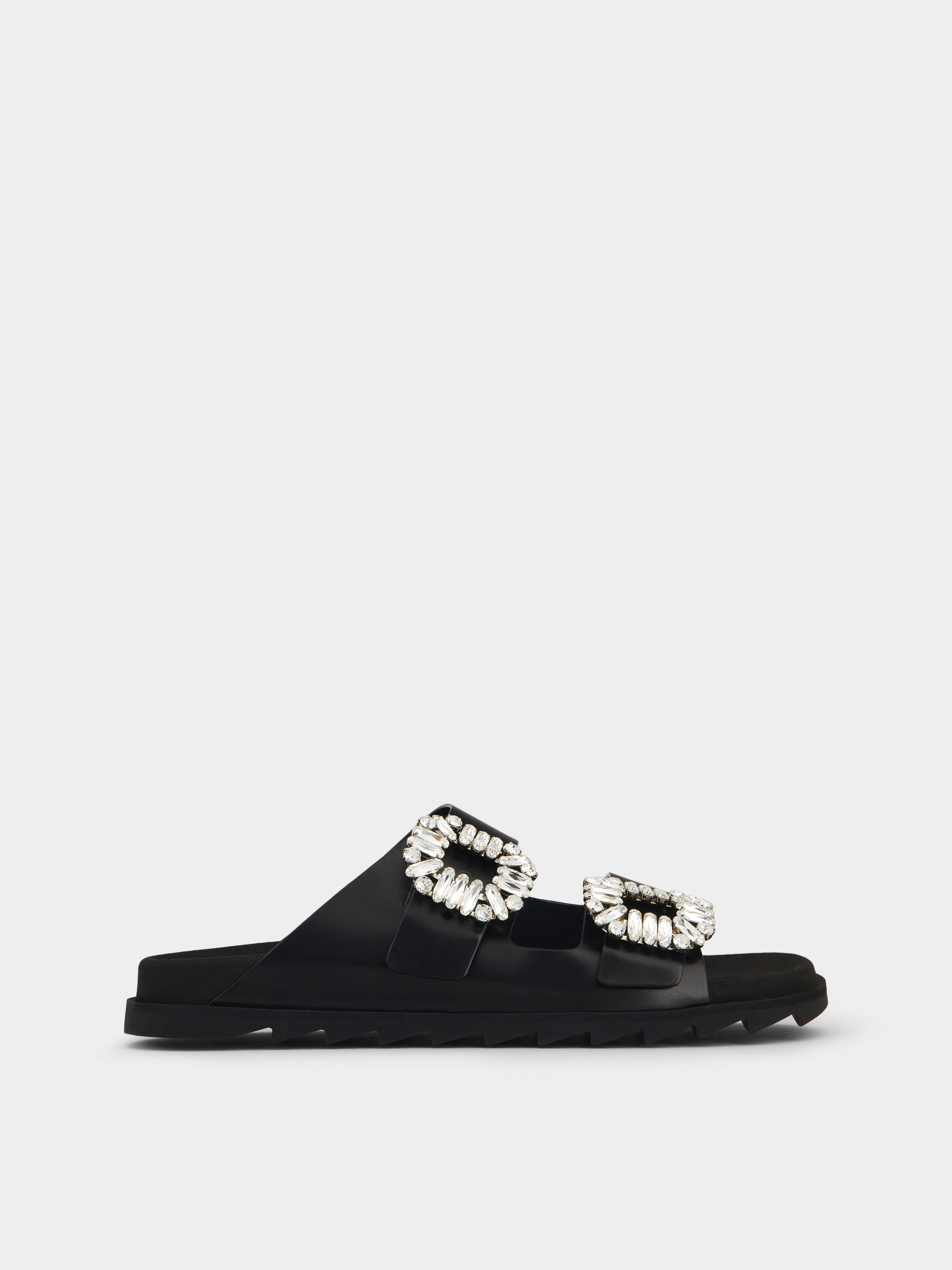 Slidy Viv' Strass Buckle Mules in Leather - 1