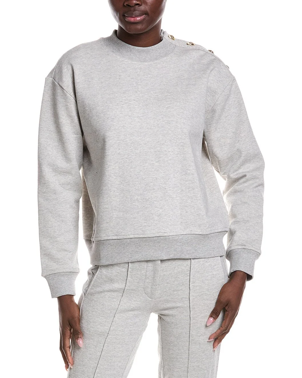 Derek Lam 10 Crosby Hylda French Terry Button Shoulder Sweatshirt - 1