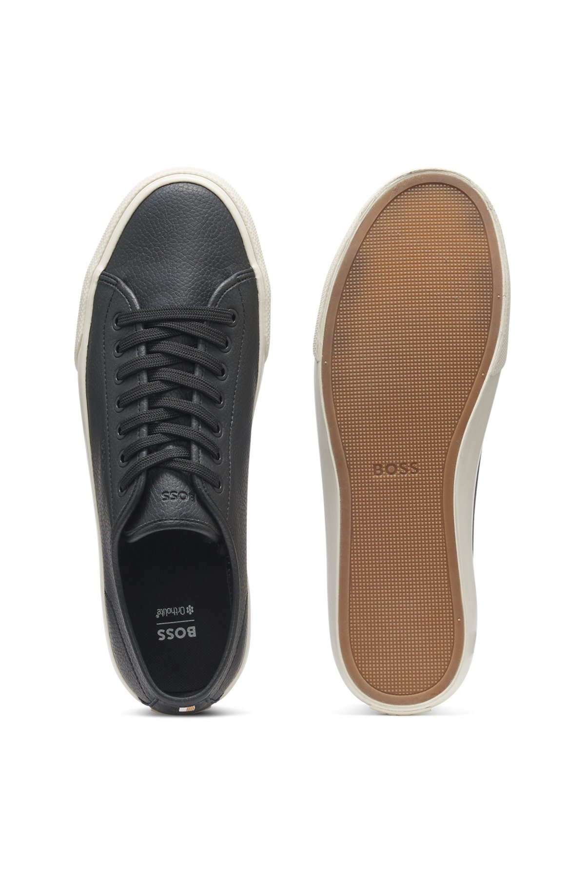 LOW-TOP TRAINERS IN GRAINED FAUX LEATHER - 4