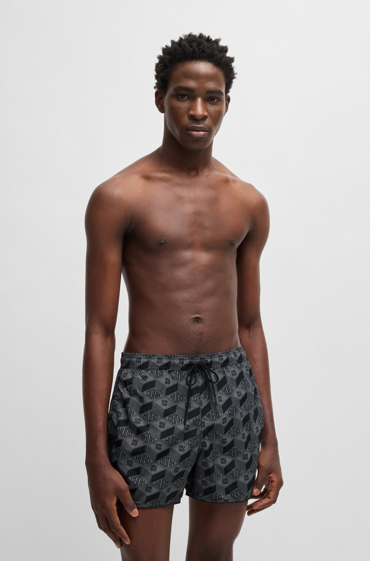 SEASONAL-PRINT SWIM SHORTS WITH ROUND HEM - 2