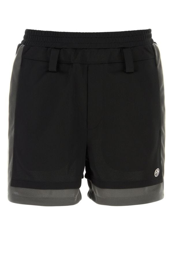 Black polyester bermuda shorts - 1