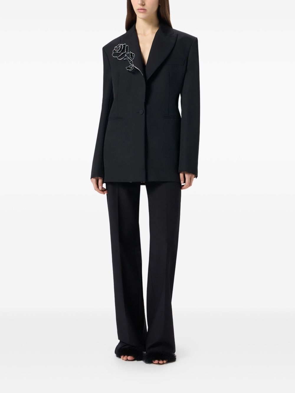 embroidered-rose blazer - 2