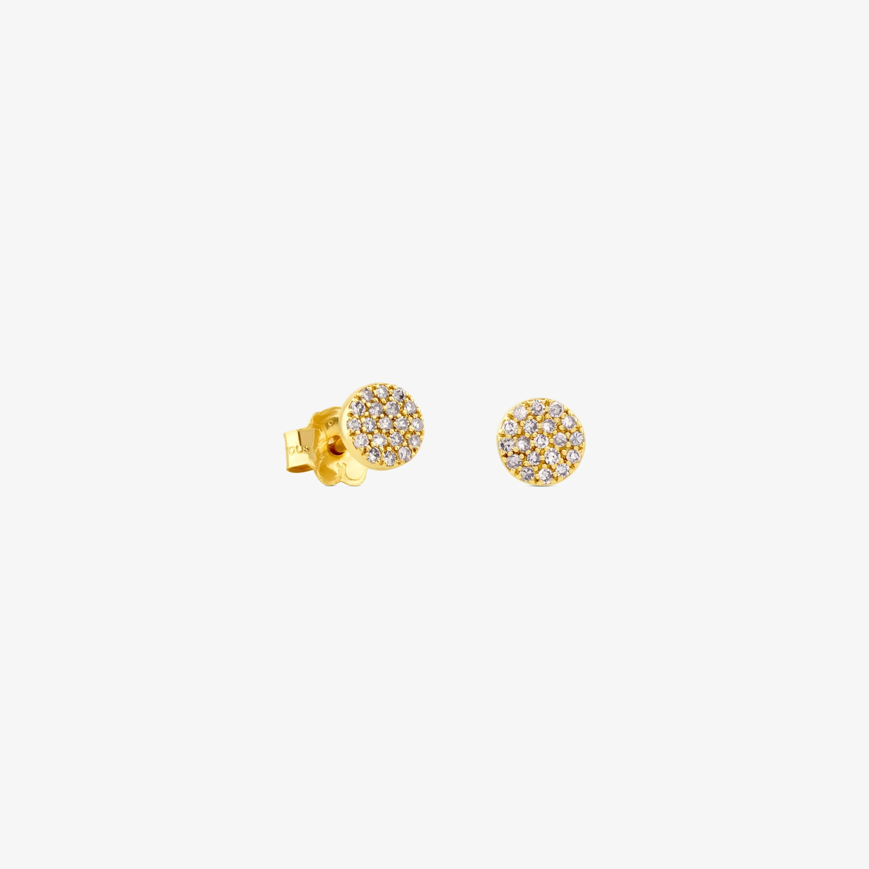 18K solid gold Gem Power Earrings with Diamonds push back - 1