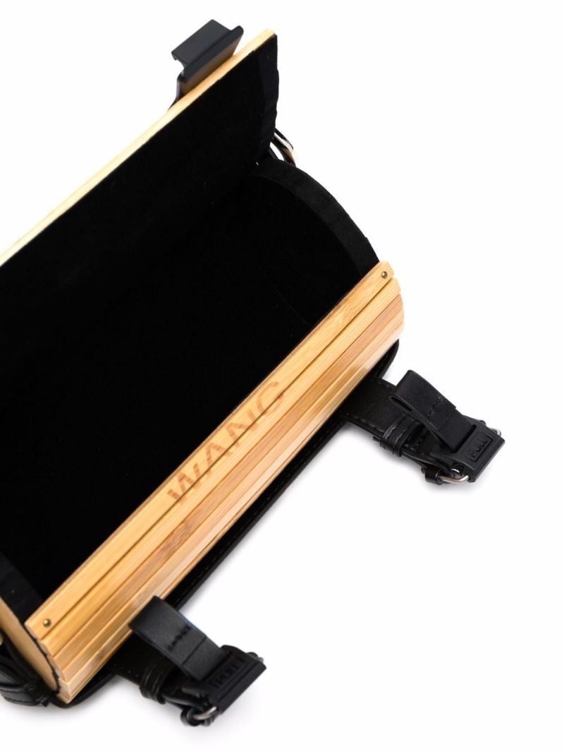 logo-print wood shoulder bag - 5