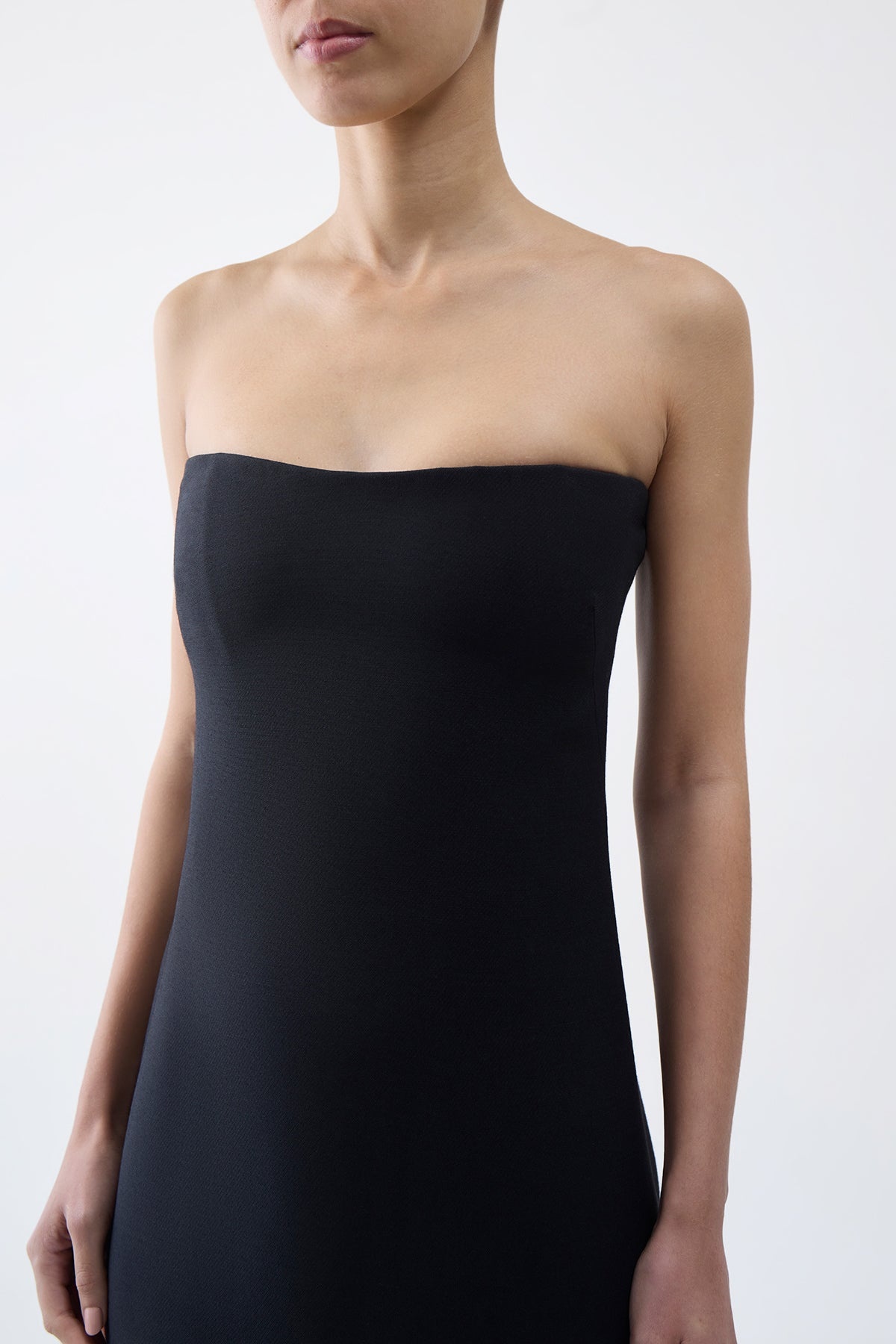 Opus Dress in Black Wool Silk Cady - 5