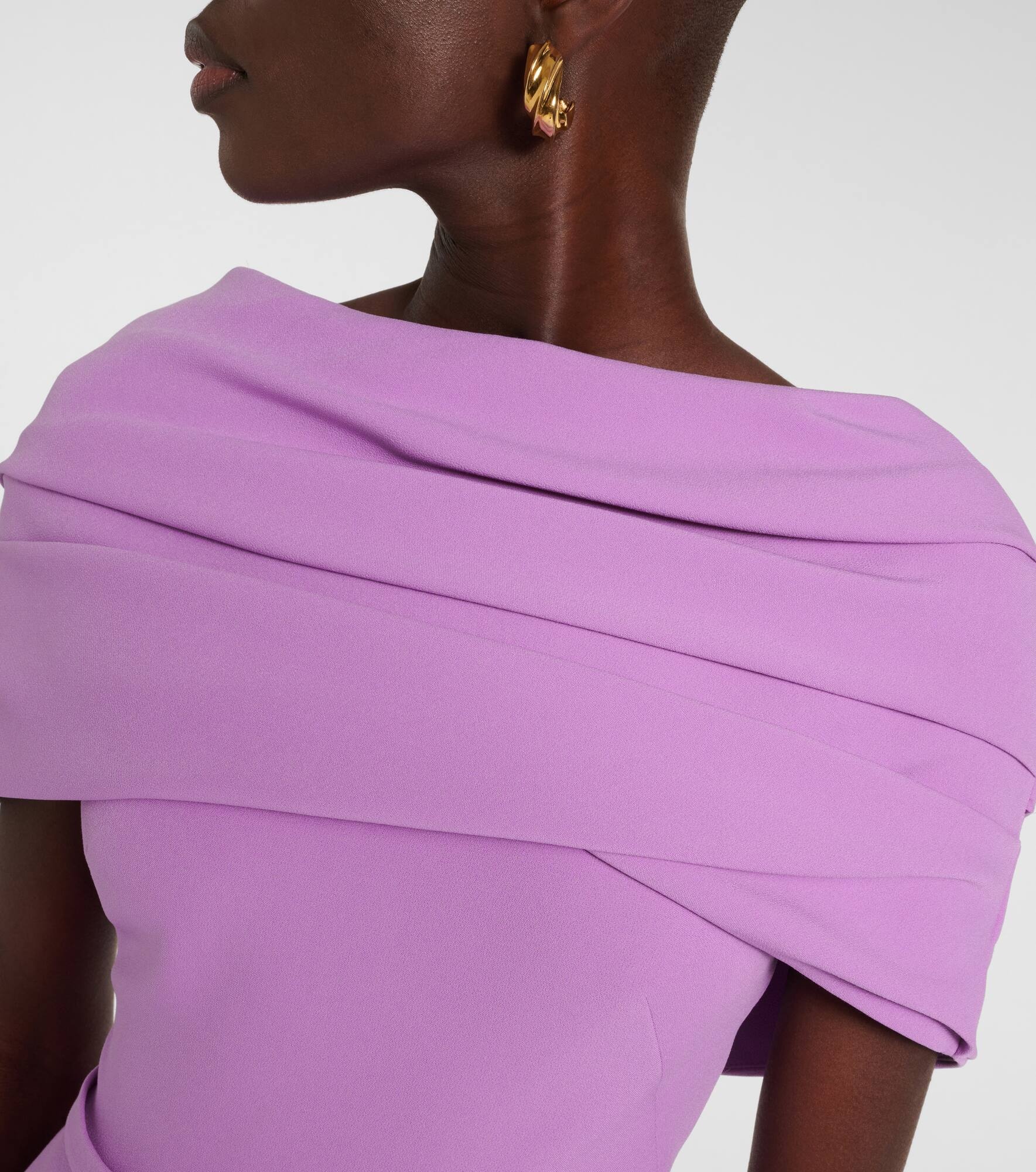 Loura draped peplum crêpe midi dress - 4