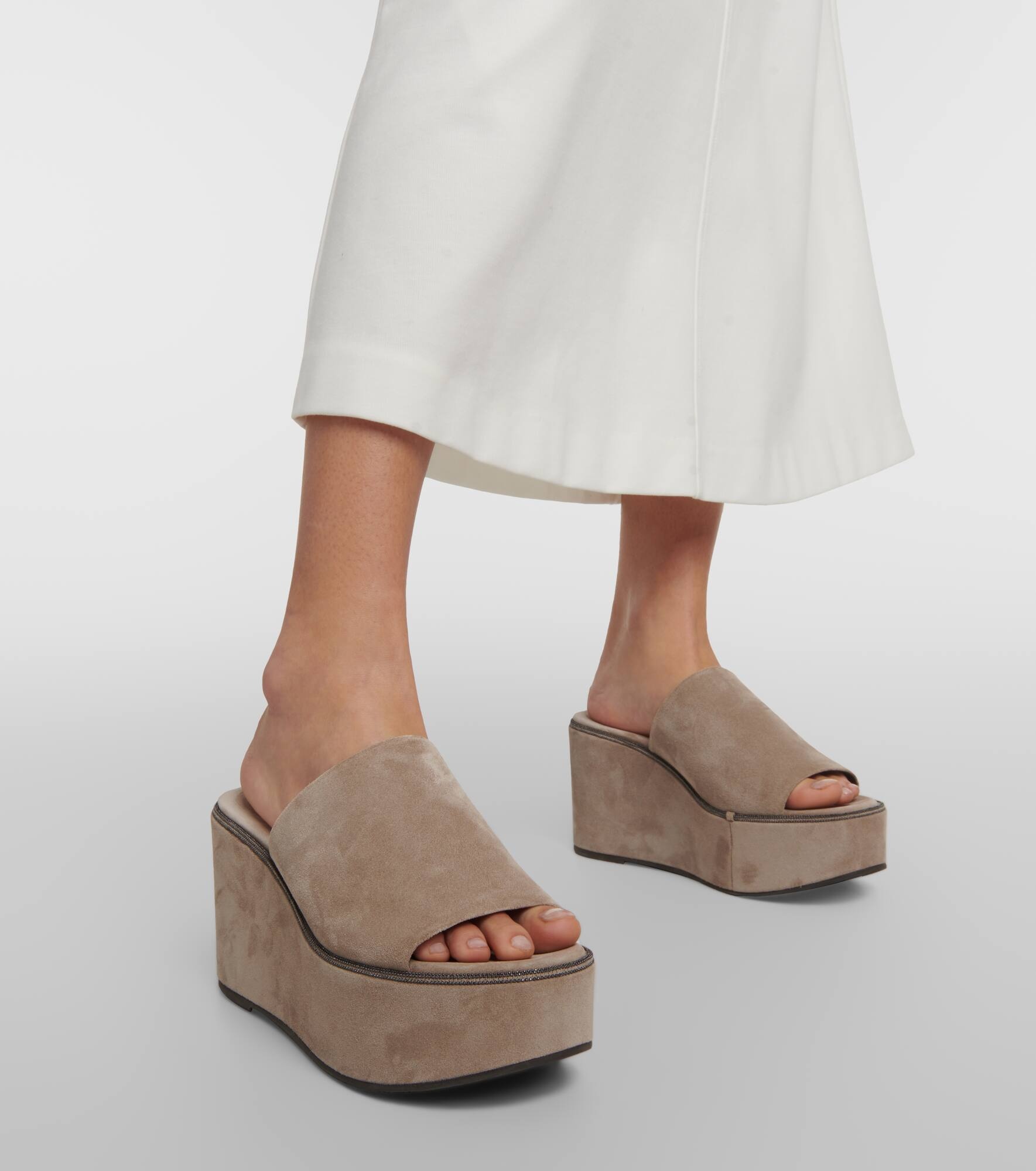 Suede platform slides - 4