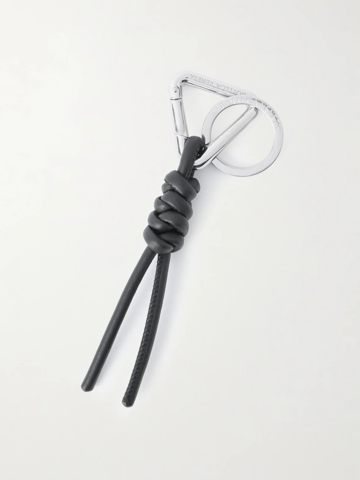 Braided Leather and Silver-Tone Keyring - 1
