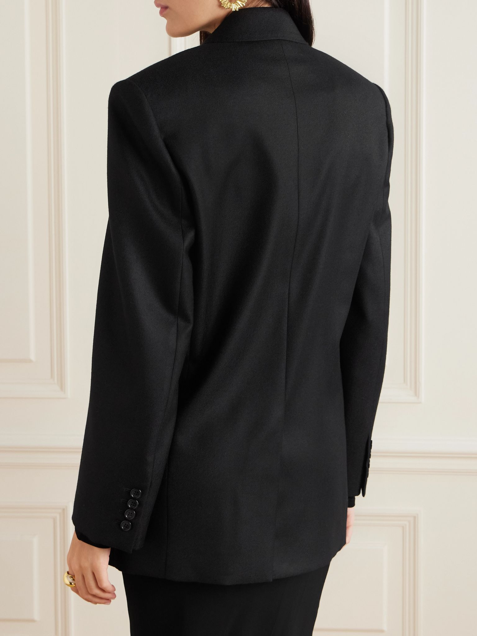 Double-breasted cashmere-twill blazer Black - 4