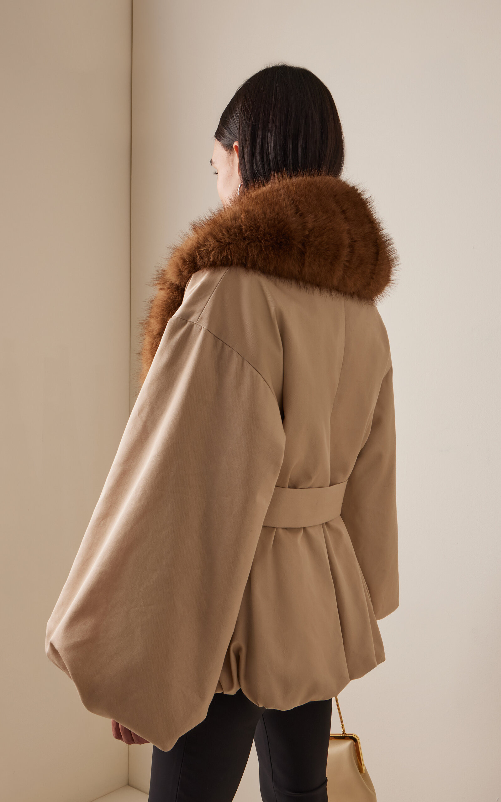 Faux Fur-Trimmed Jacket brown - 4
