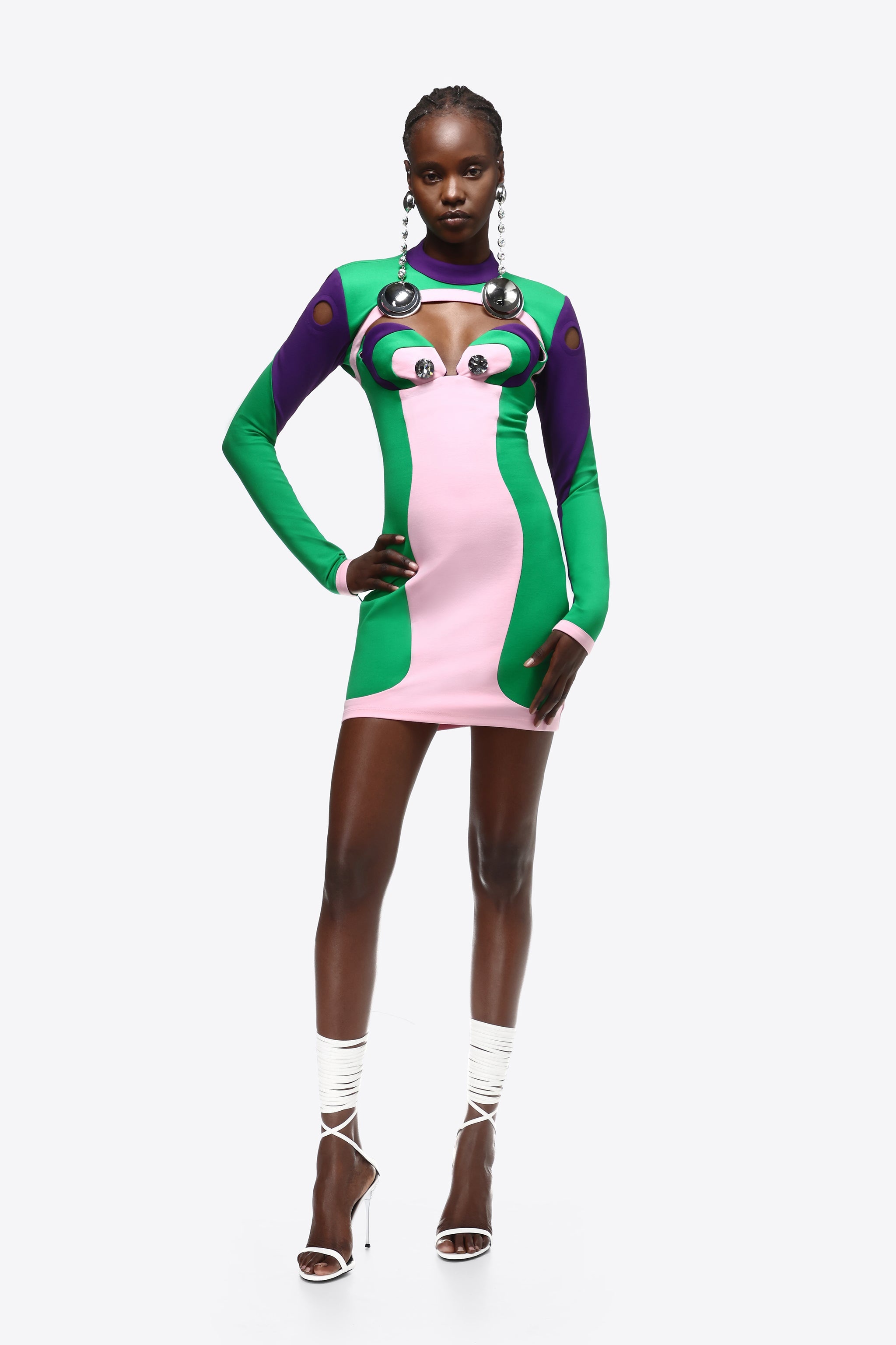 BUSTIER CUP LONG SLEEVE DRESS - 3