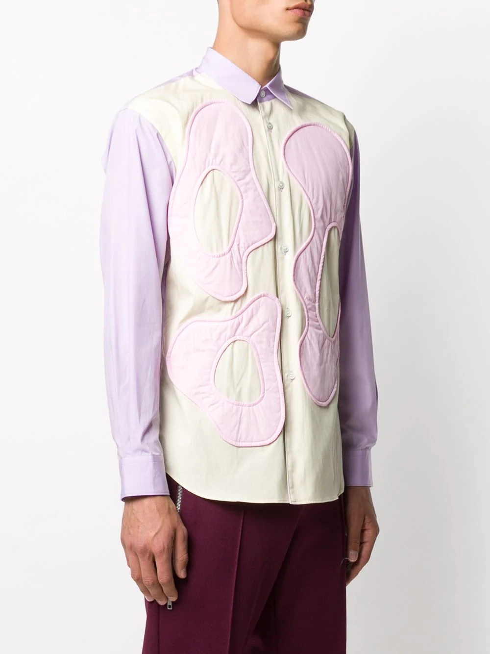 panelled appliqué long-sleeved shirt - 3