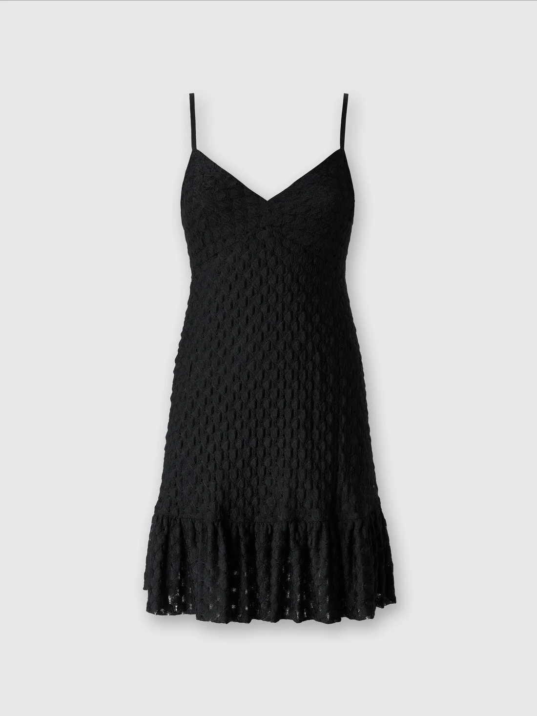 Sleeveless mini dress with lace tiered skirt - 1