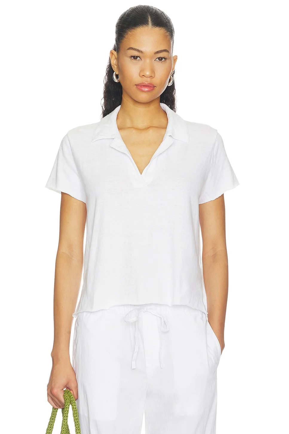 Cotton Pique Crop Polo - 1