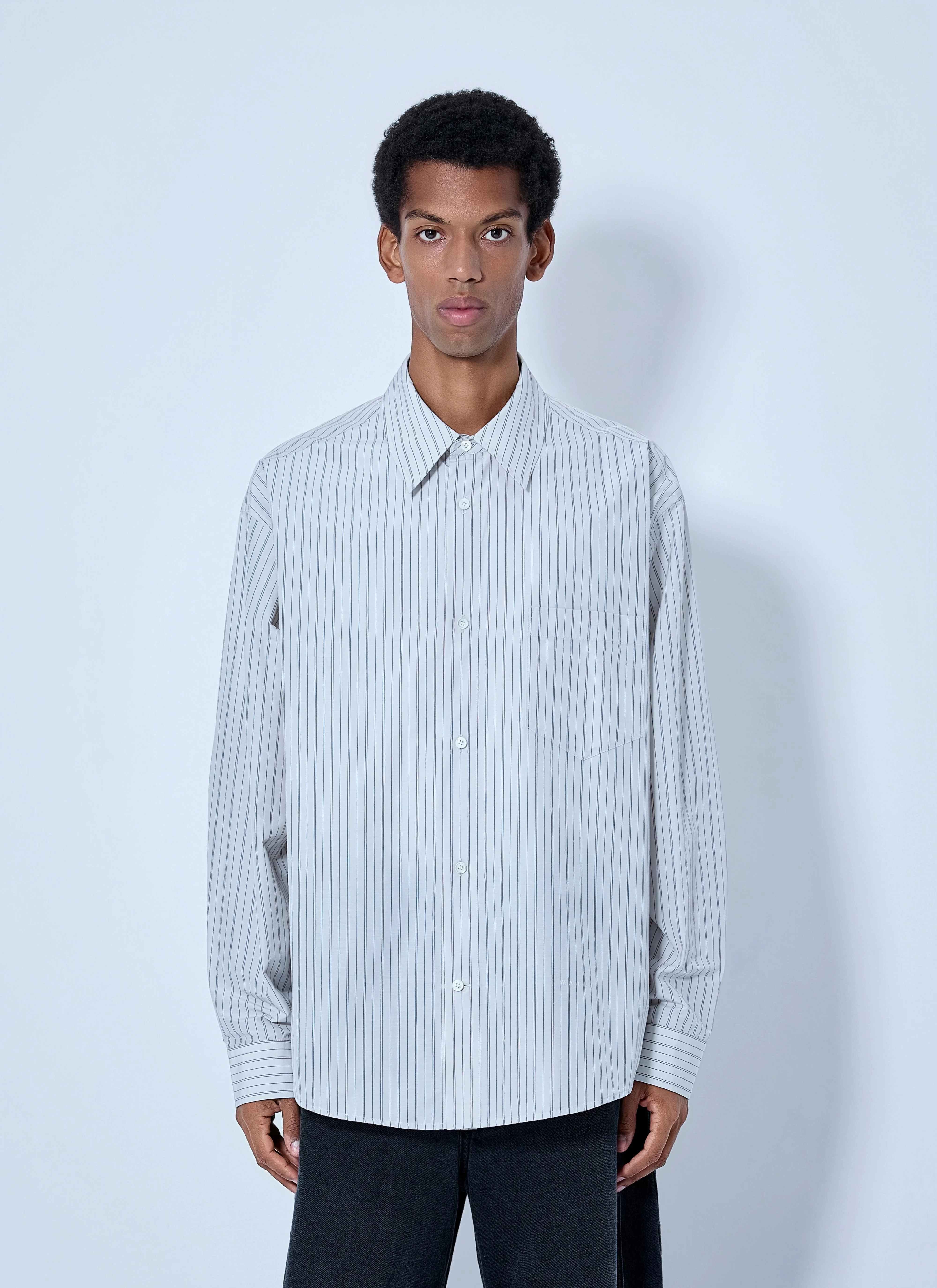 Marni Men Striped Cotton Poplin Shirt - 1