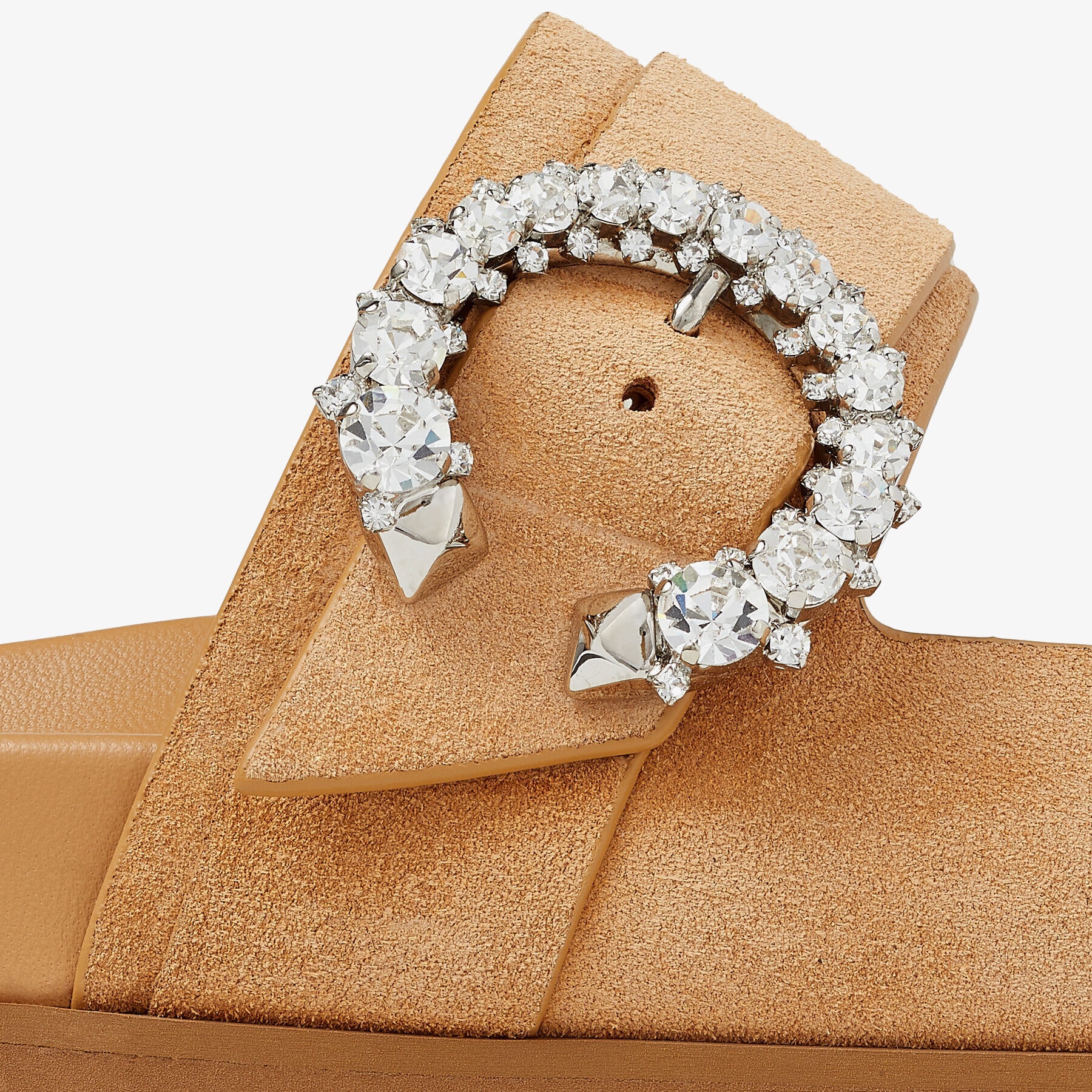 Marga Flat
Caramel Suede Sandals with Crystal Buckle - 4