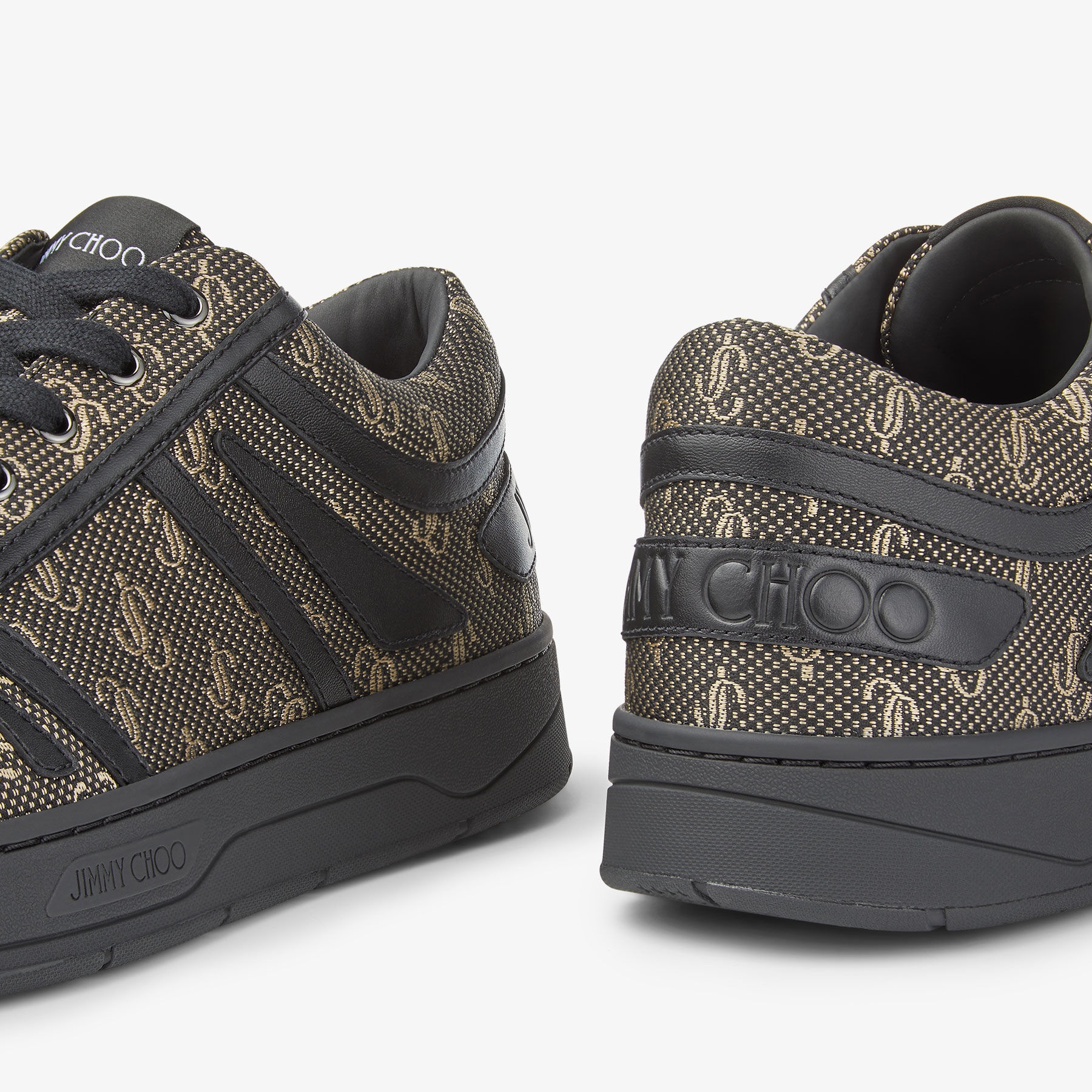 Hawaii/M
Black and Gold JC Monogram Jacquard Lurex and Leather Low-Top Trainers - 5