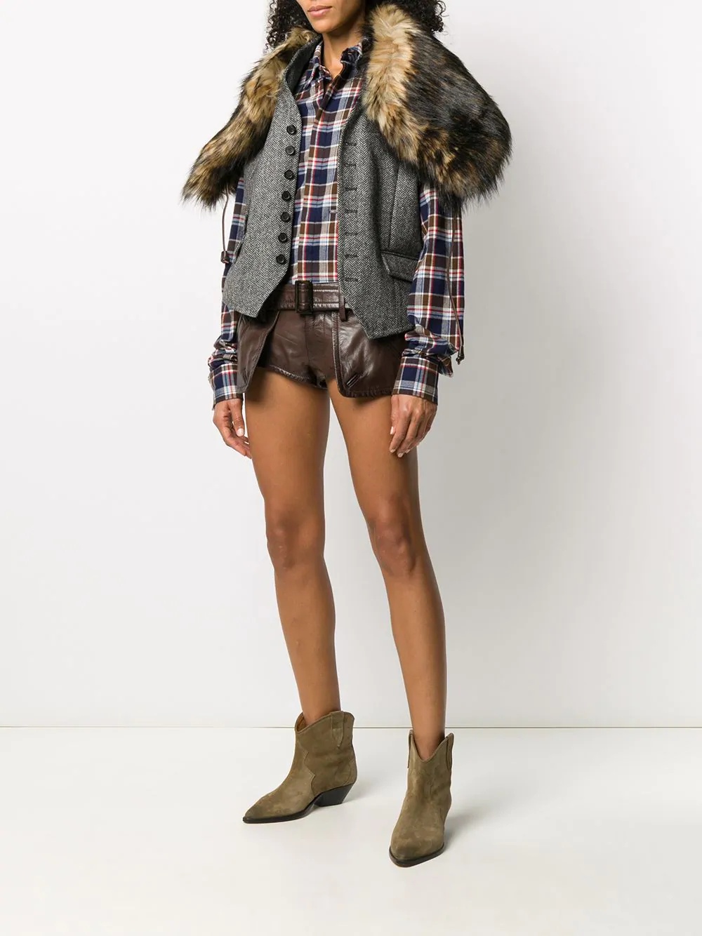 faux-fur shoulder waistcoat - 2