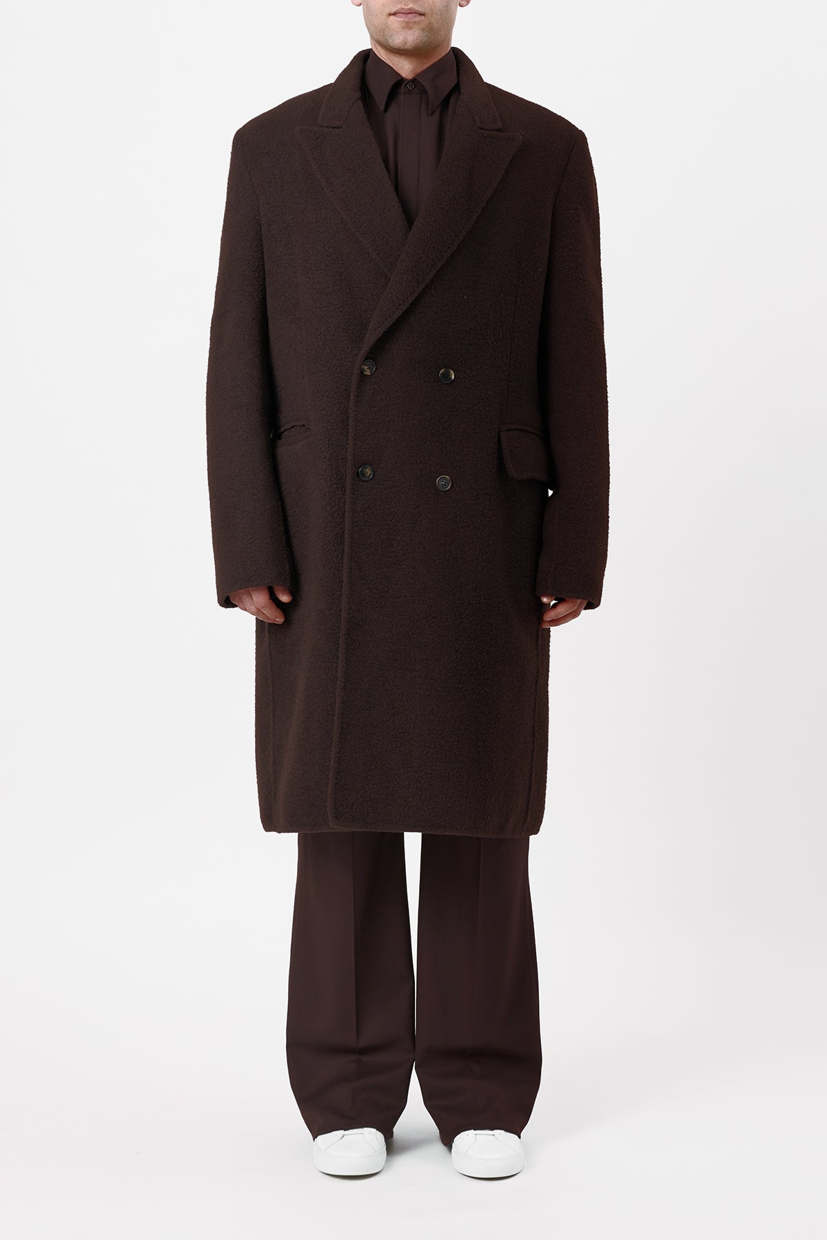 Mcaffrey Coat in Chocolate Double-Face Recycled Cashmere - 3