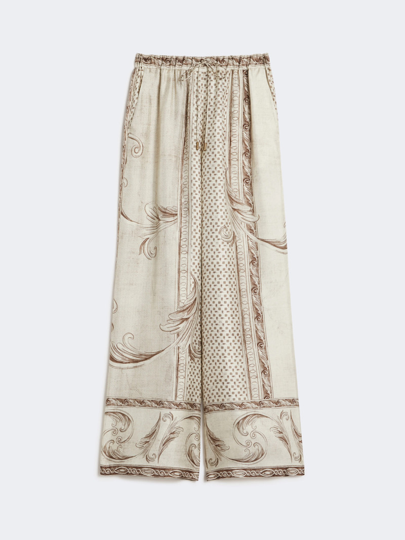 RIVE Fluid printed silk trousers - IVORY 1