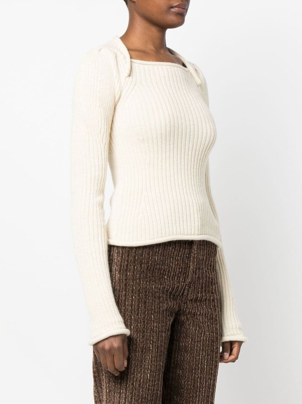 knitted square-neck jumper - 3