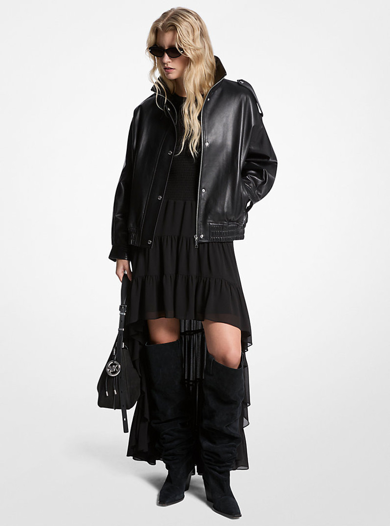 Oversized Leather Blouson Jacket 1